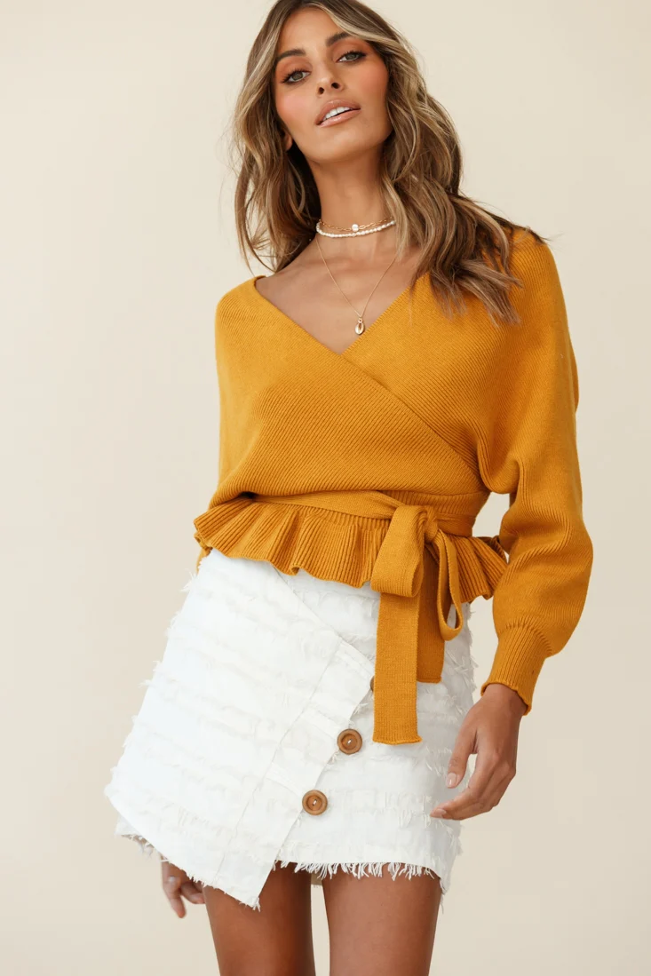 Amara Long Sleeve Knit Top Mustard - Image 4