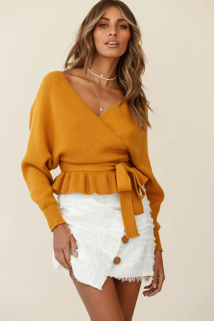 Amara Long Sleeve Knit Top Mustard - Image 5