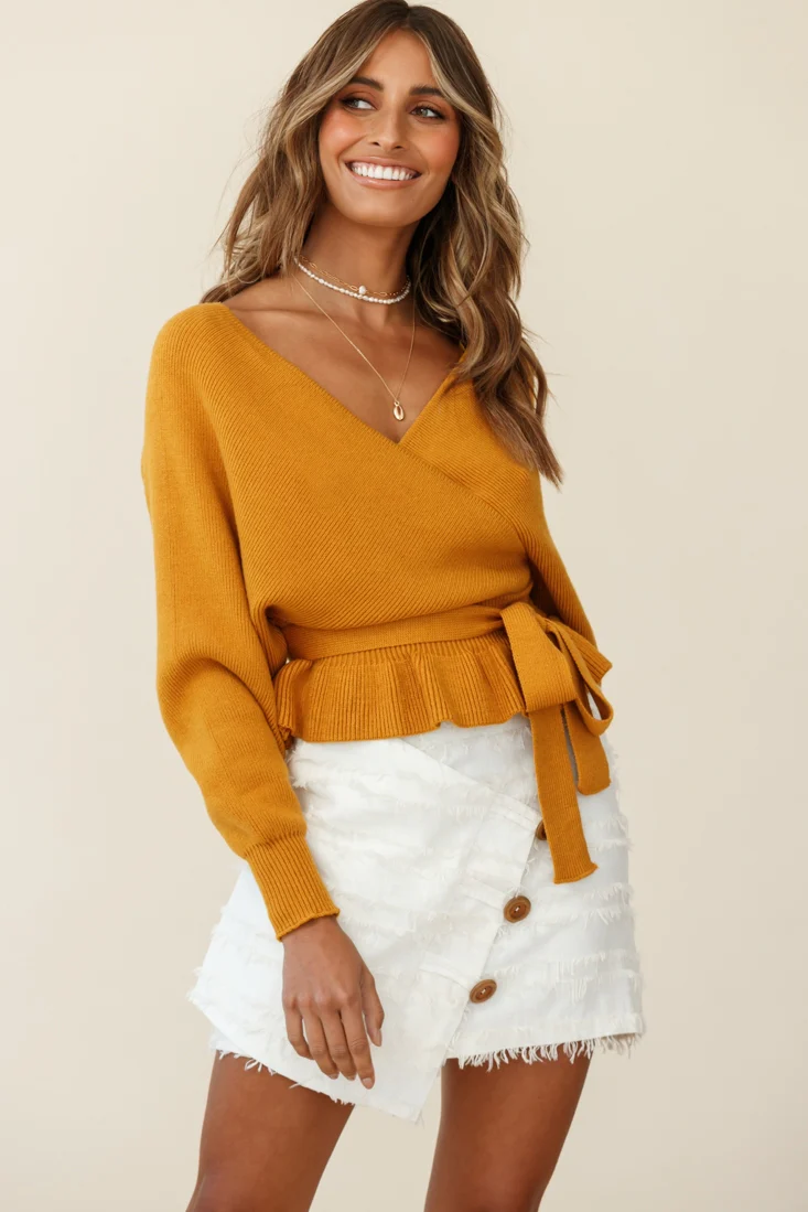 Amara Long Sleeve Knit Top Mustard - Image 6
