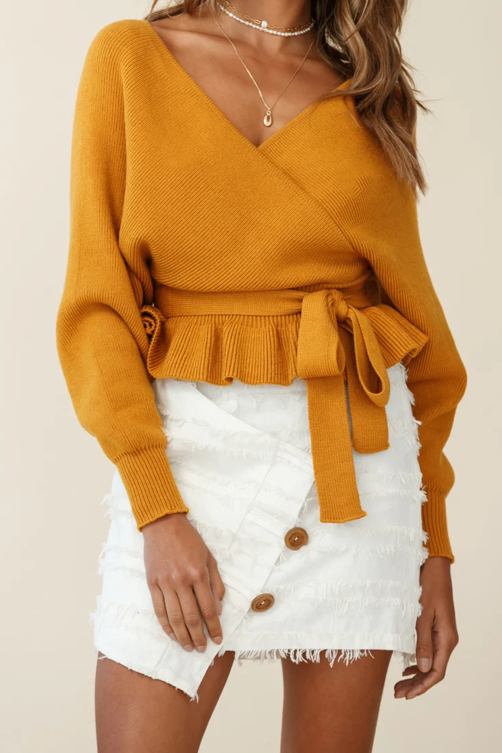 Amara Long Sleeve Knit Top Mustard - Image 7