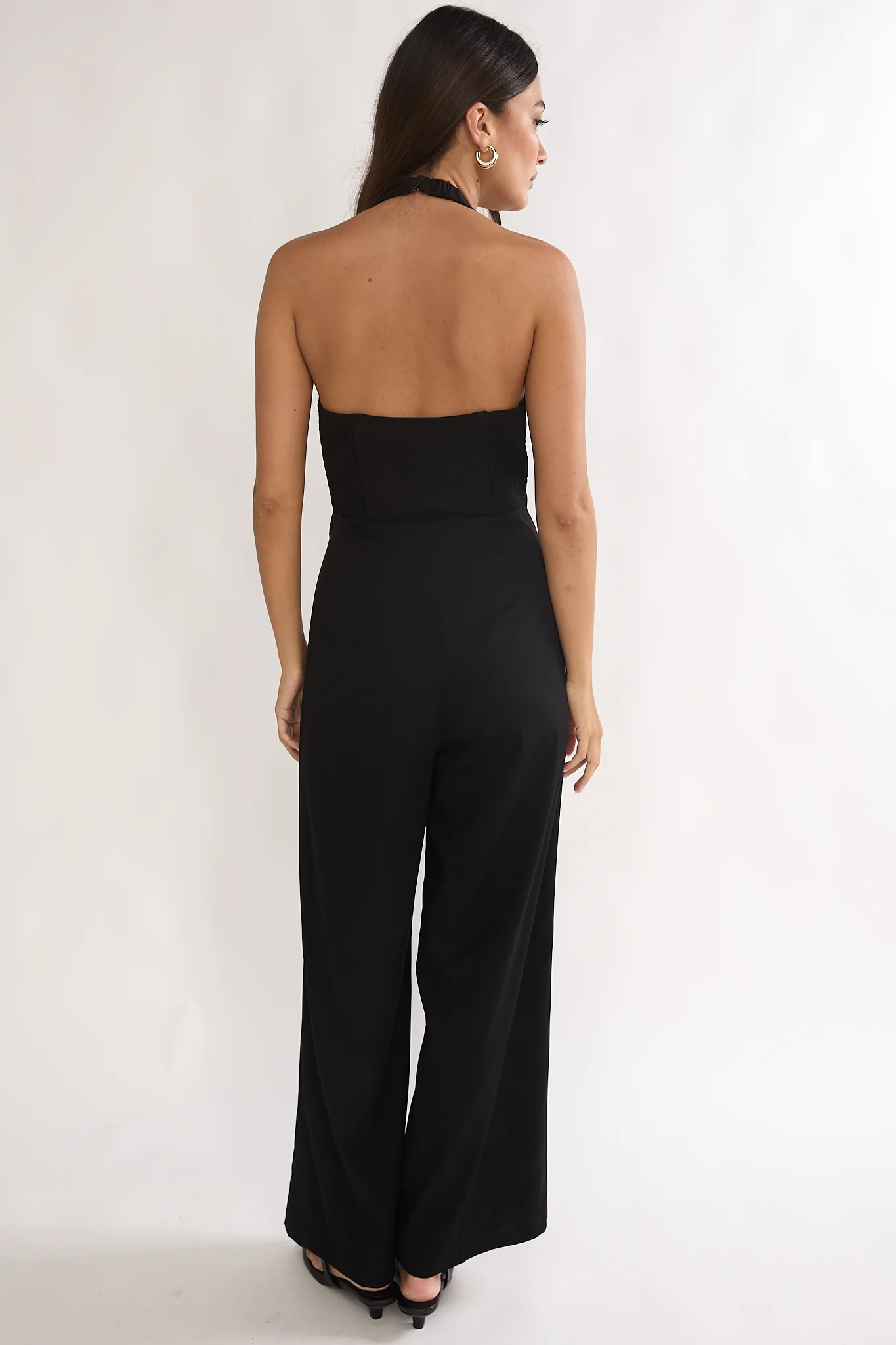 Ambrin Halterneck Button Jumpsuit Black - Image 3