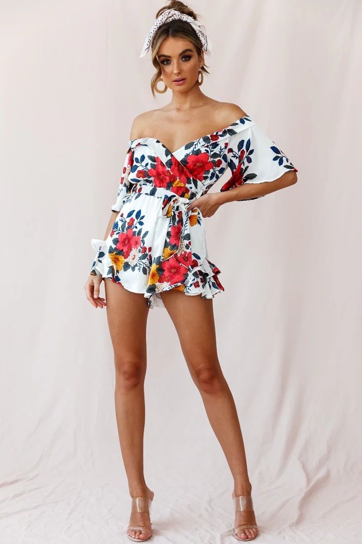 Ambrosia Off-Shoulder Floral Romper White - Image 6