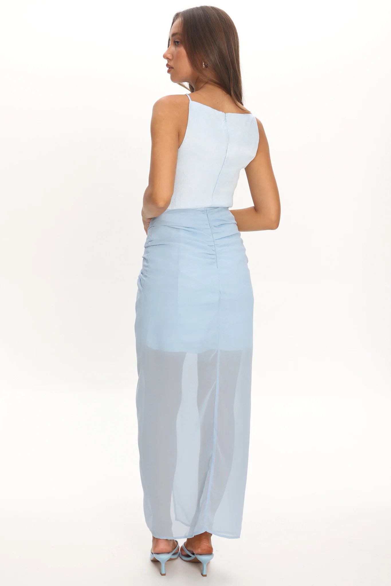 Amelisse Sheer Waist Wrap Maxi Dress Ice Blue - Image 3