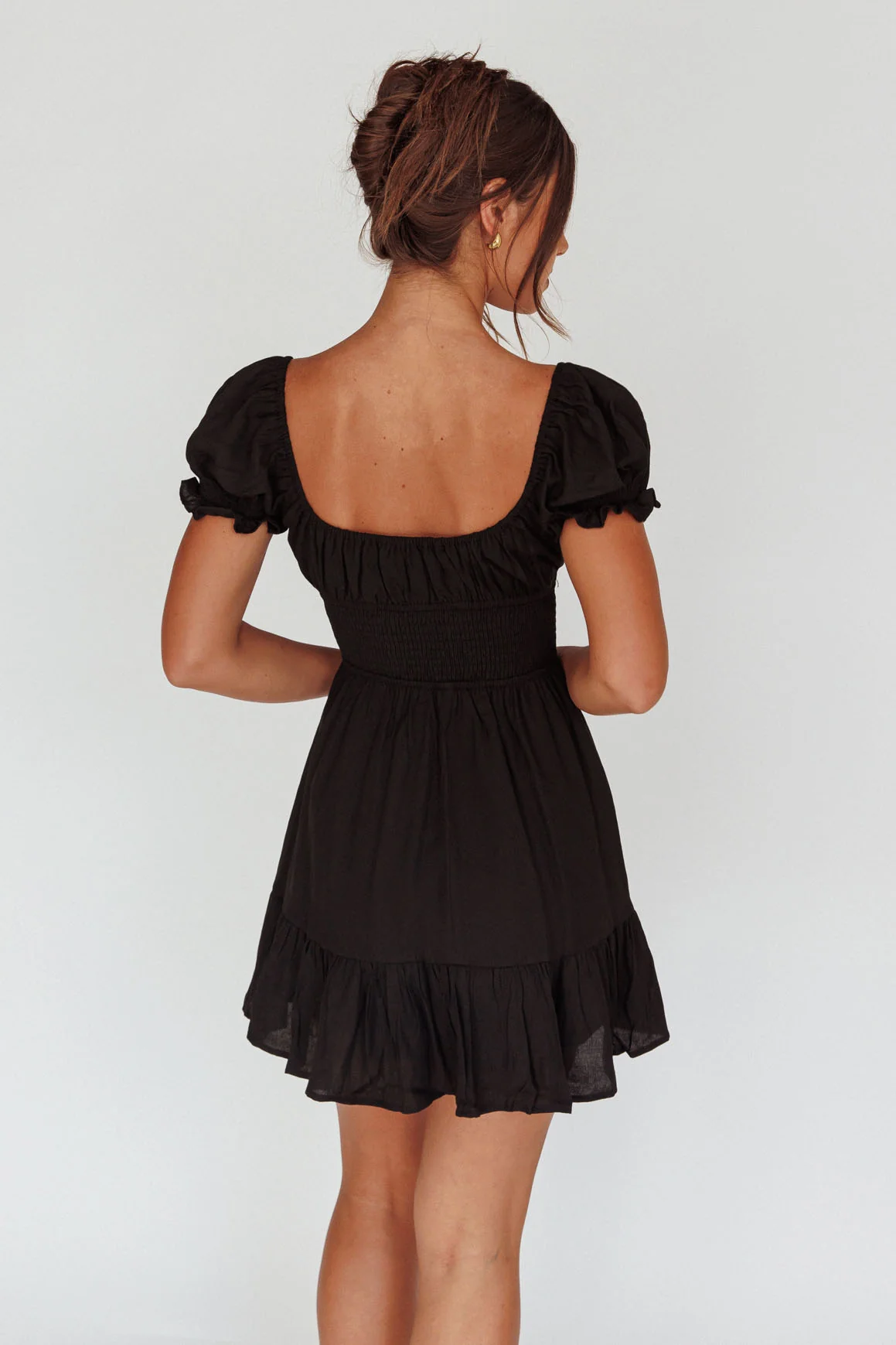 Amilie Shirred Waist Sundress Black - Image 2