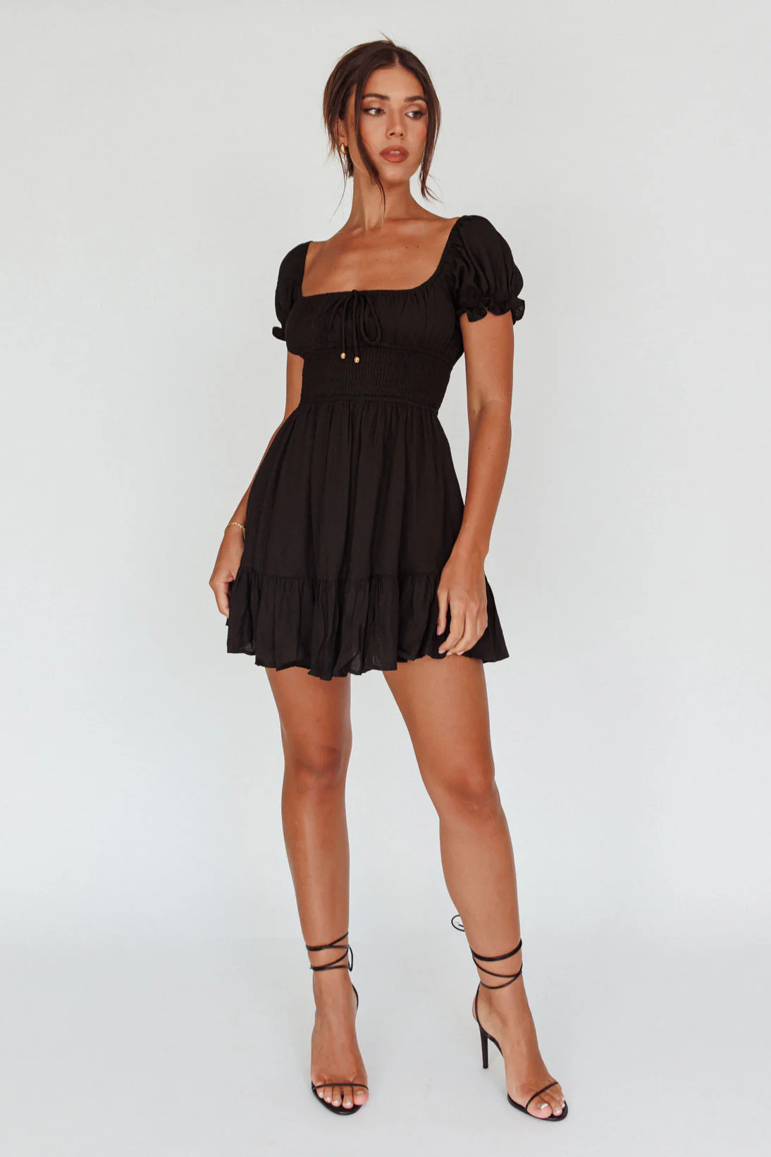 Amilie Shirred Waist Sundress Black - Image 5