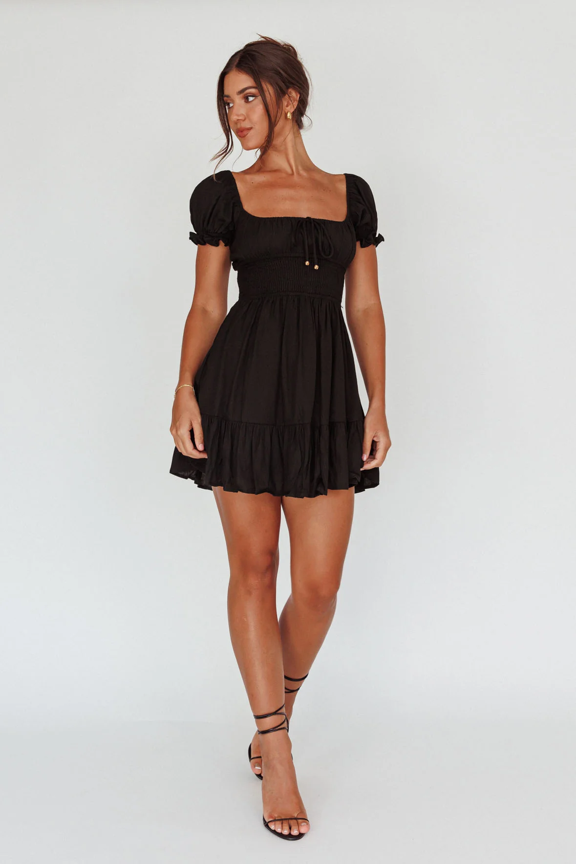 Amilie Shirred Waist Sundress Black - Image 7