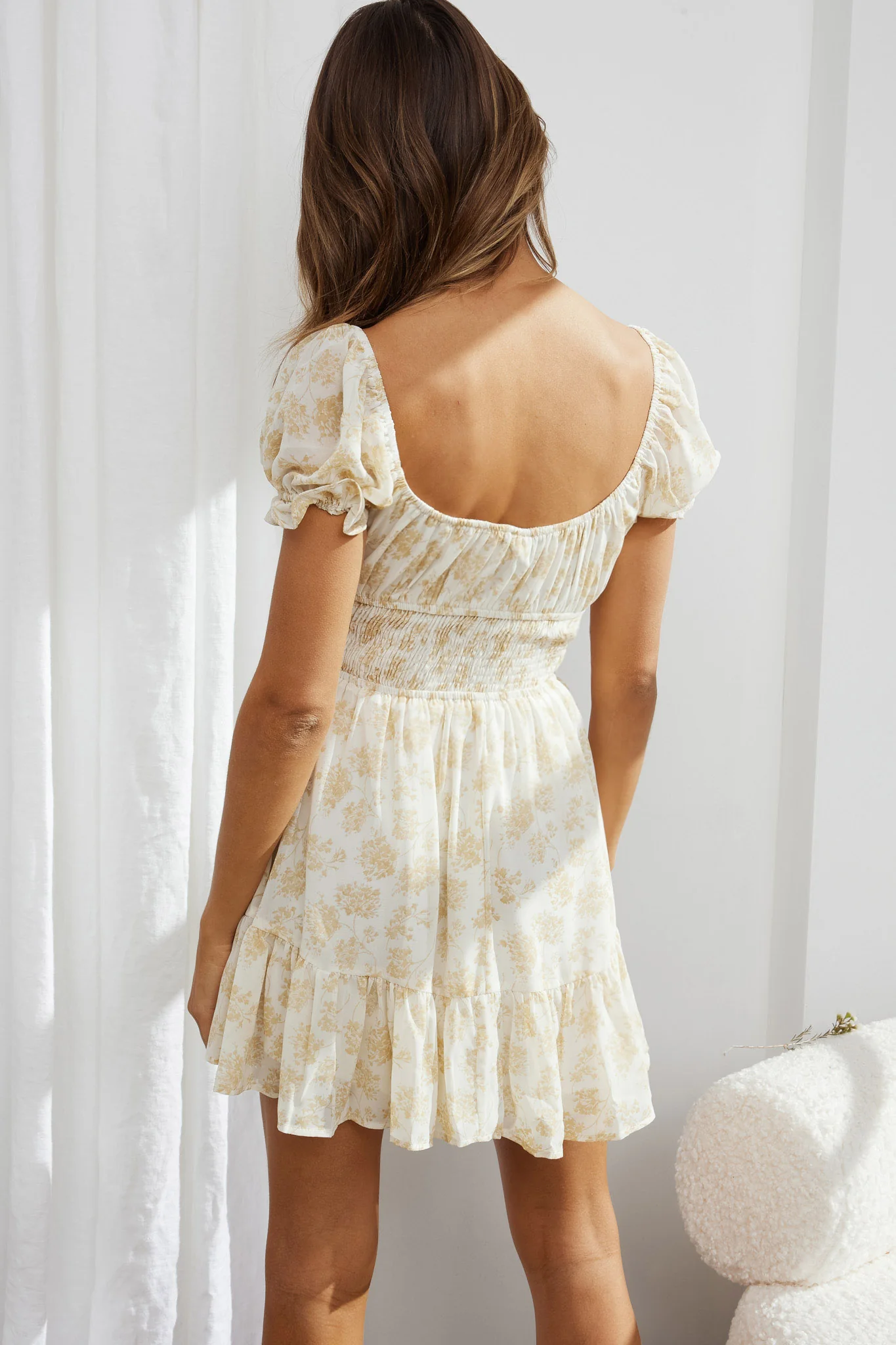 Amilie Shirred Waist Sundress Floral Yellow - Image 2