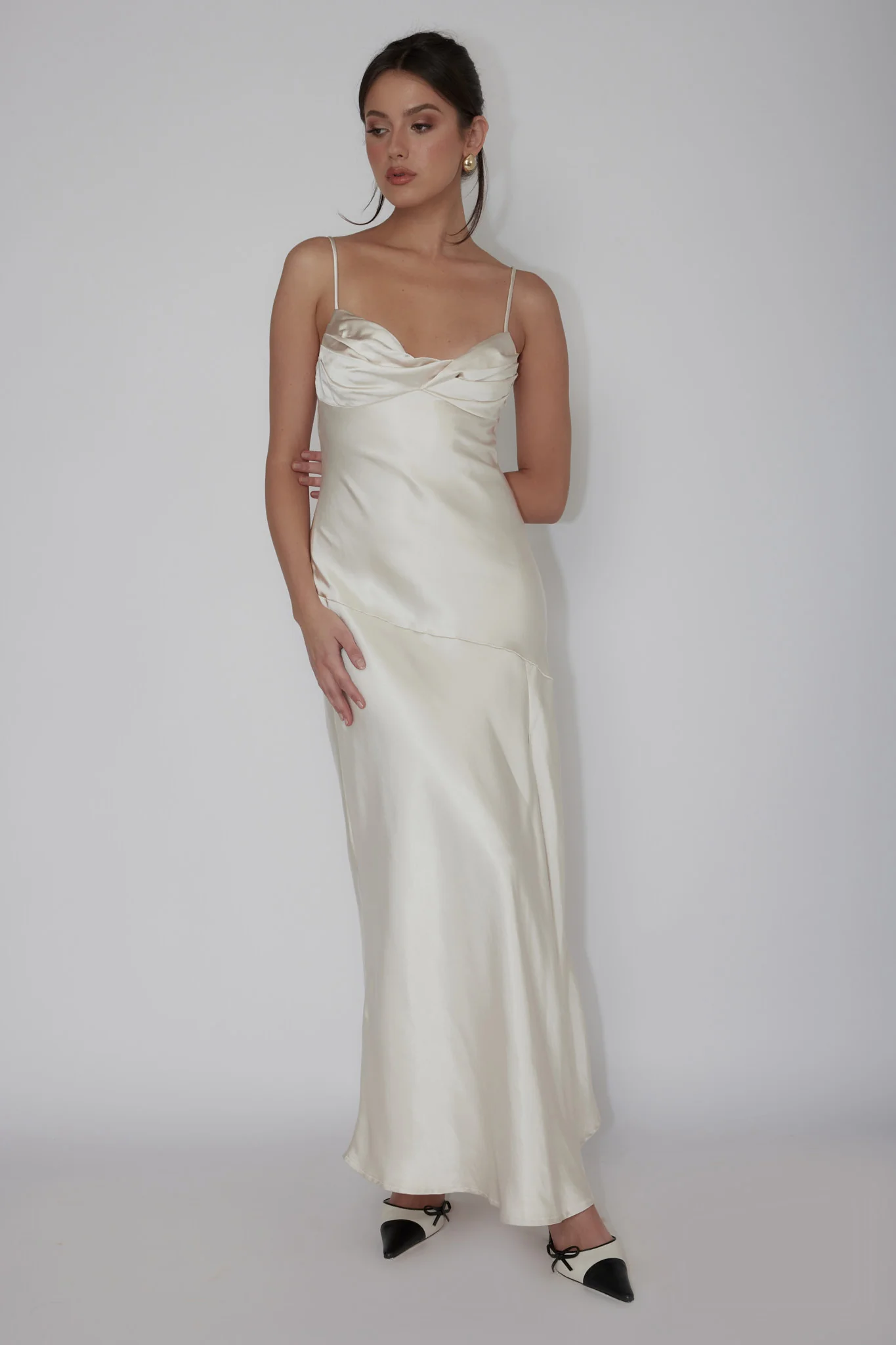 Amity Twist Bust Split Maxi Dress Champagne - Image 3