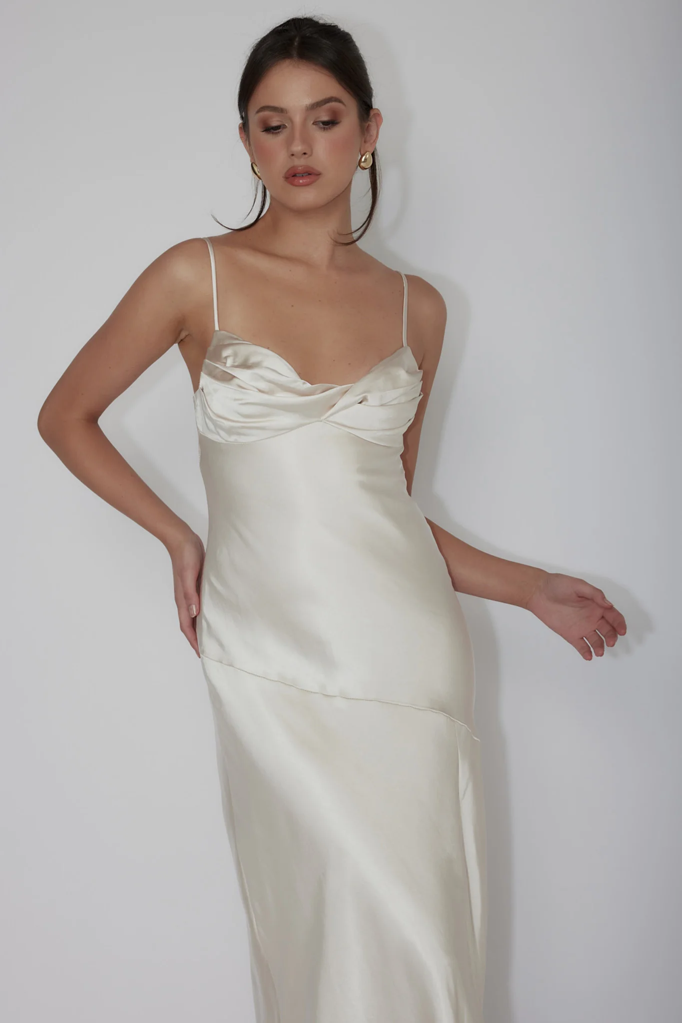 Amity Twist Bust Split Maxi Dress Champagne - Image 5