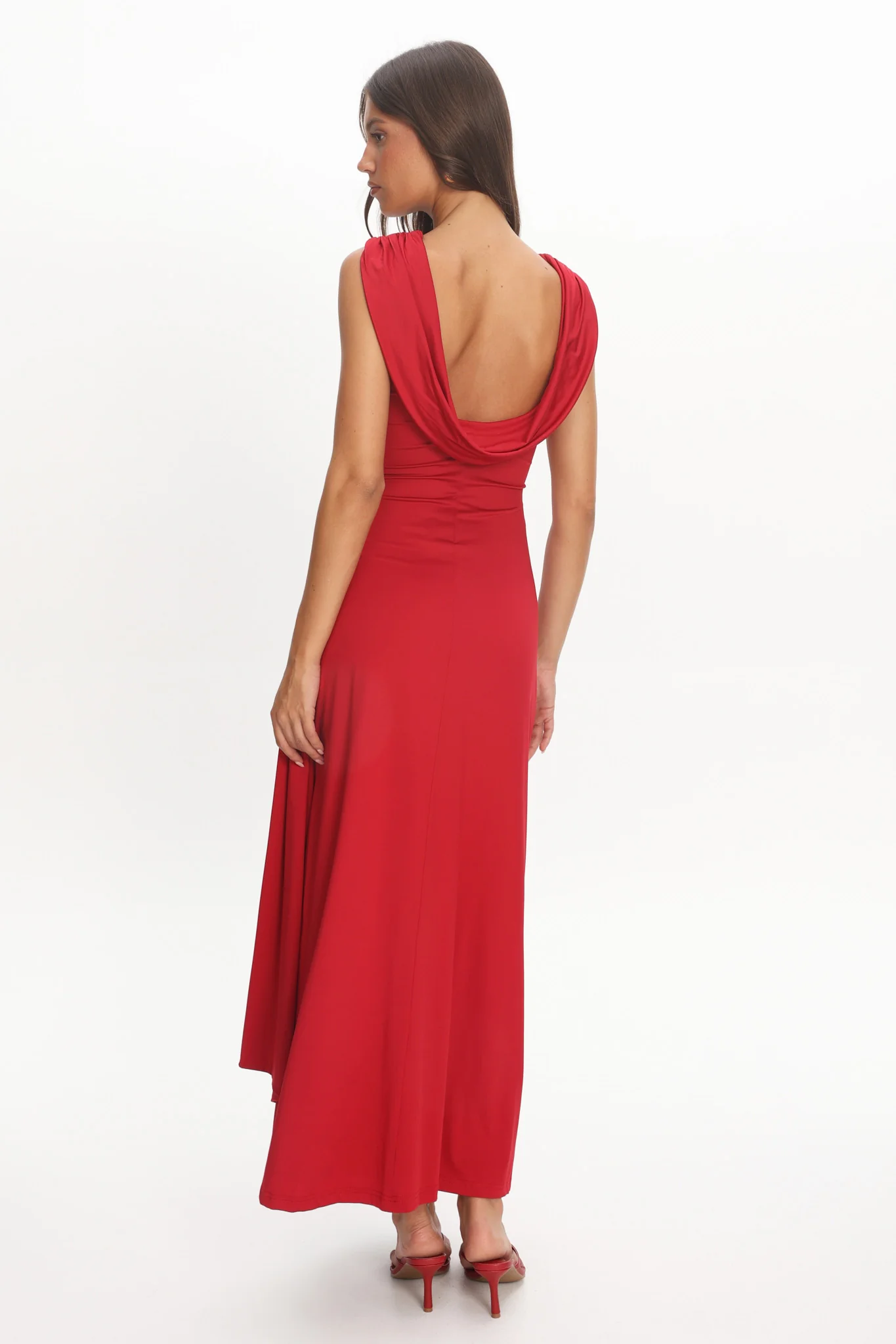 Amorah Cowl Back Maxi Dress Cherry - Image 3