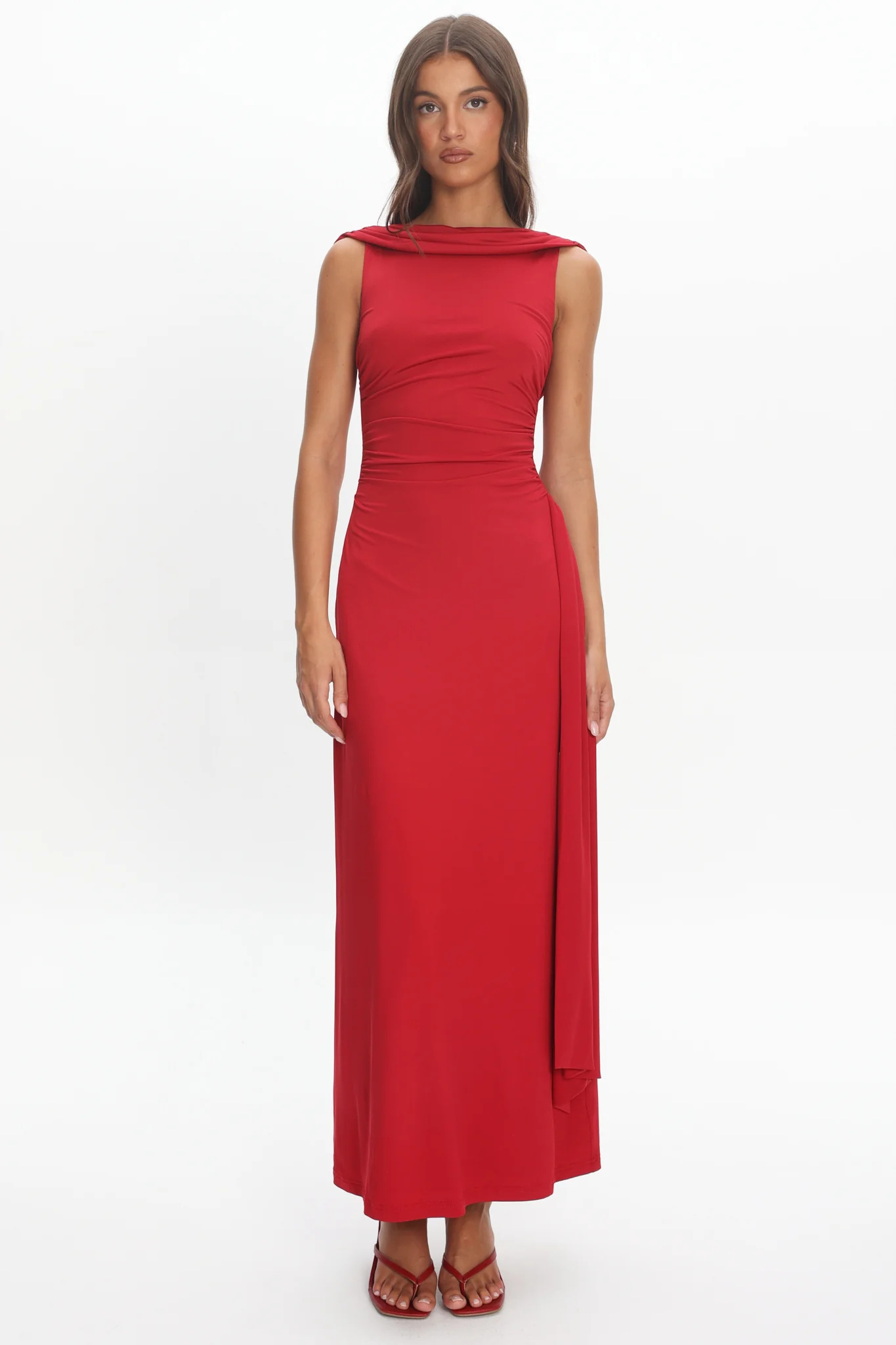 Amorah Cowl Back Maxi Dress Cherry - Image 5
