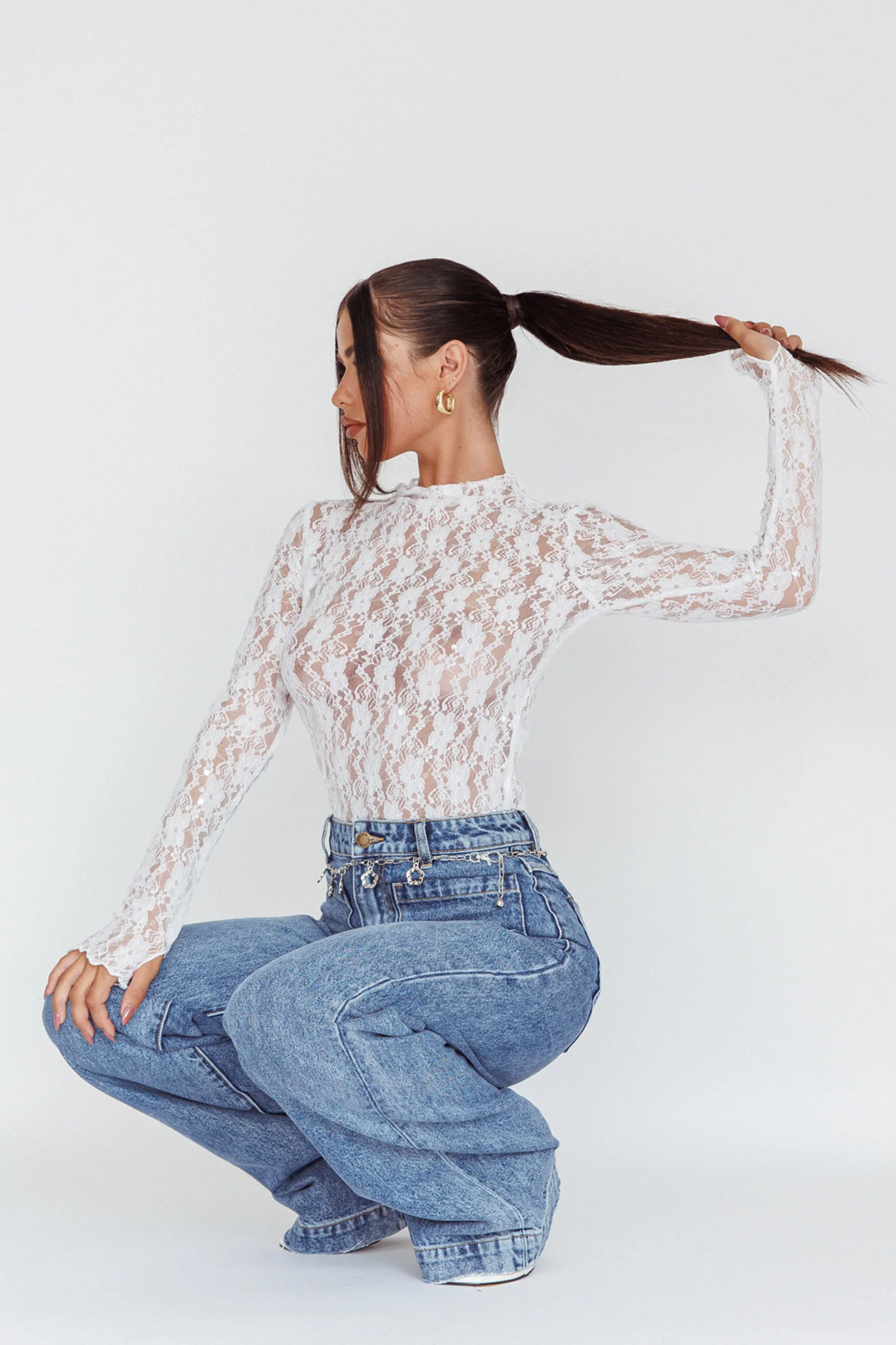 Angel Baby Long Sleeve Lace Top White - Image 5