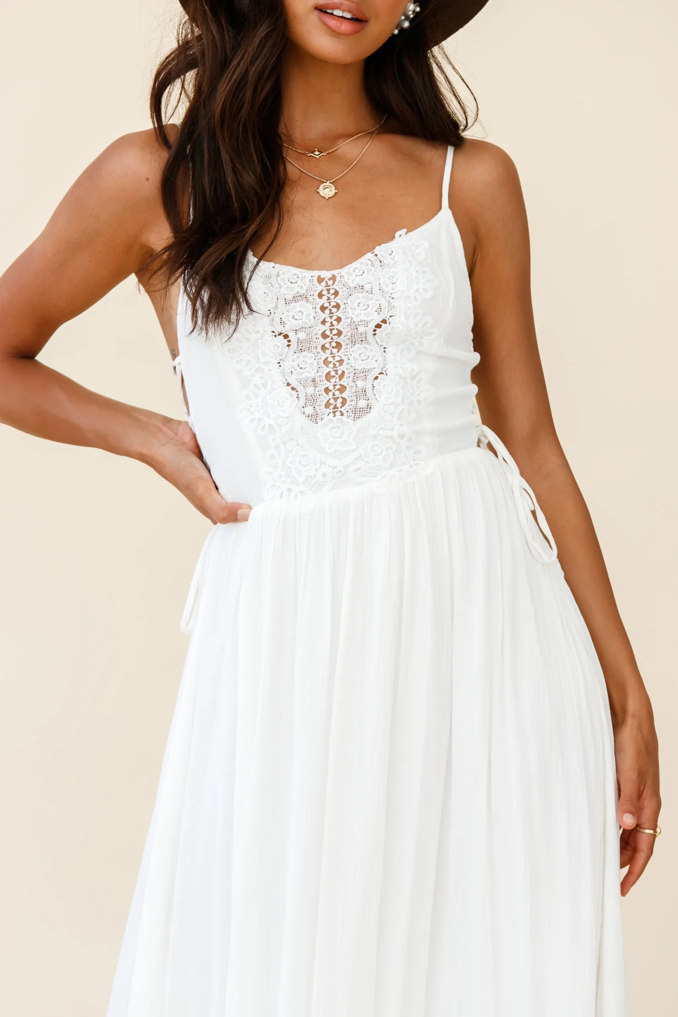 Angel Lace-up Maxi Dress White - Image 10