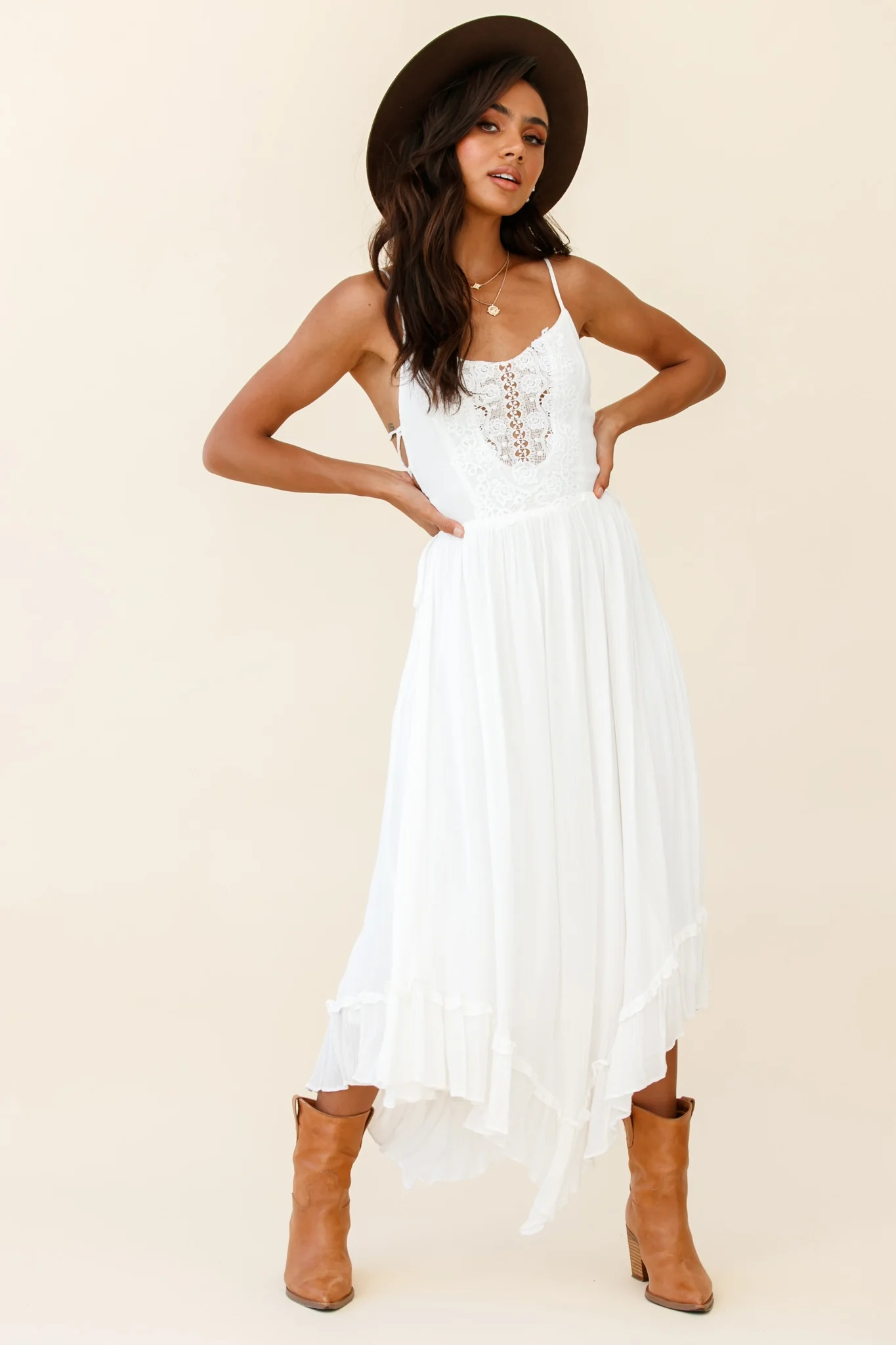 Angel Lace-up Maxi Dress White - Image 8