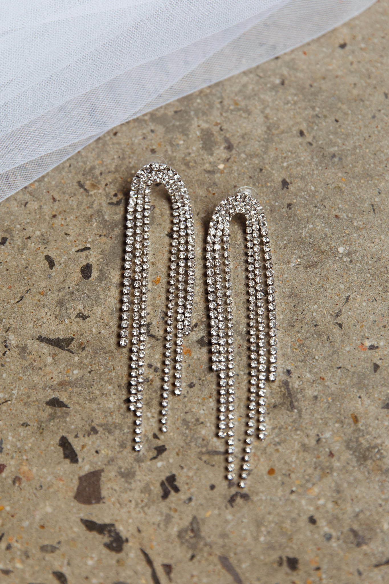 Angela Diamante Drop Earrings Silver - Image 4