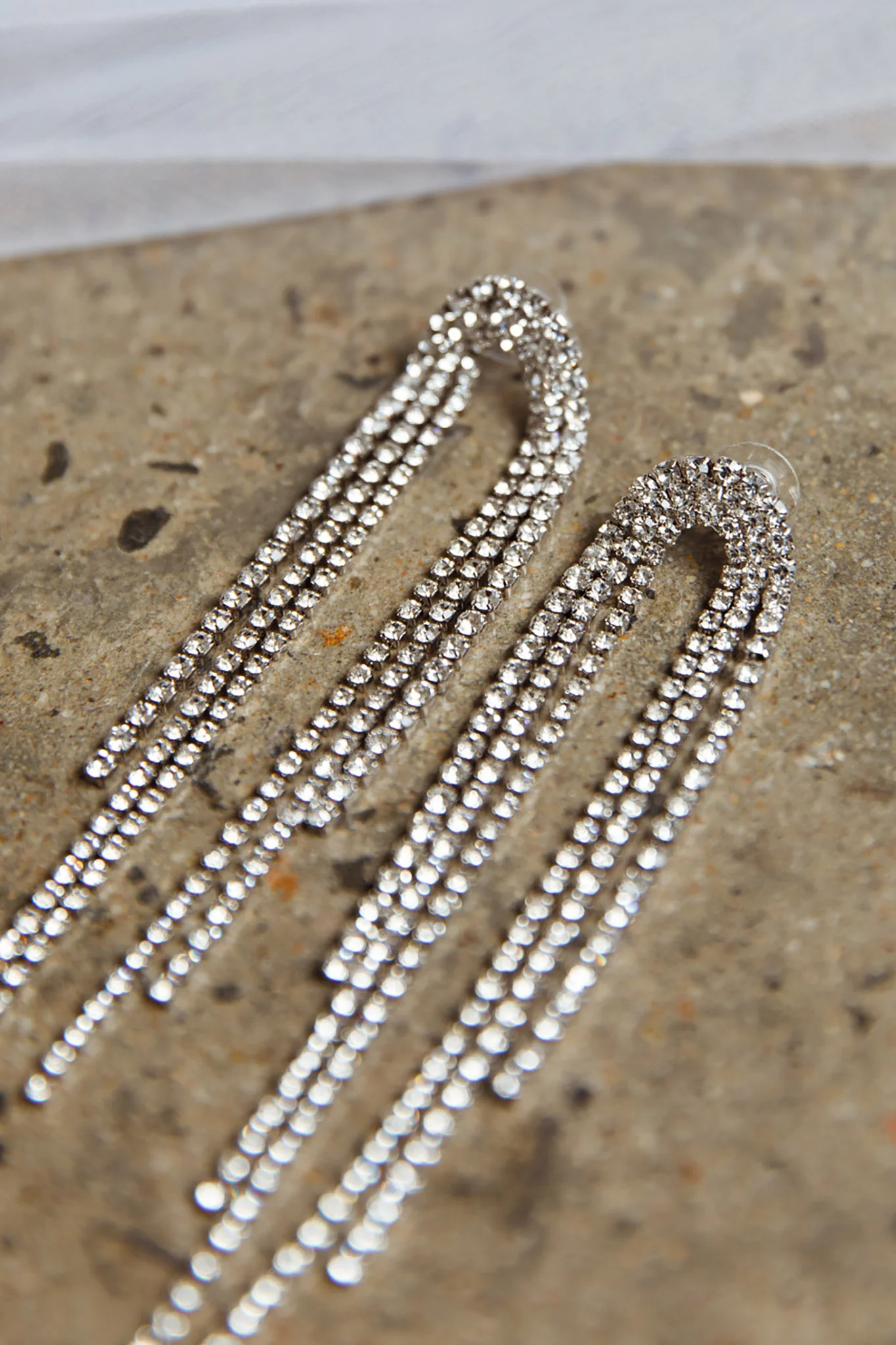 Angela Diamante Drop Earrings Silver - Image 5