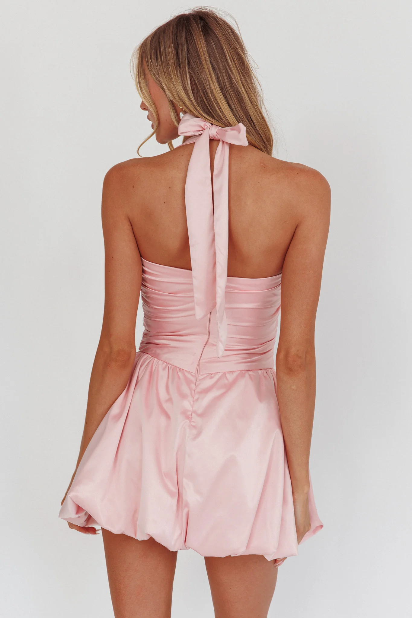 Angelico Halterneck Balloon Mini Dress Pink - Image 2