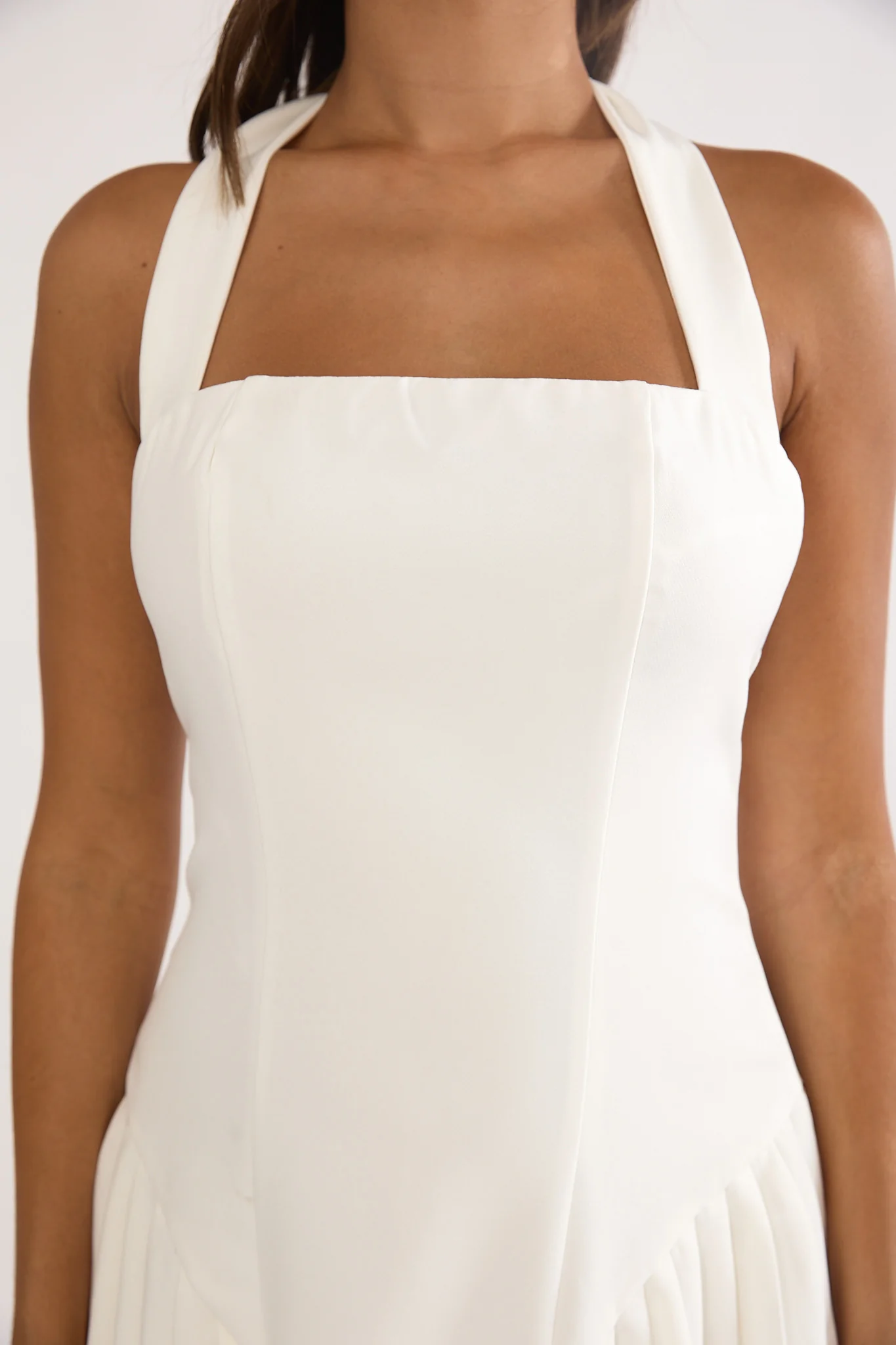Angelico Halterneck Pleat Mini Dress White - Image 4
