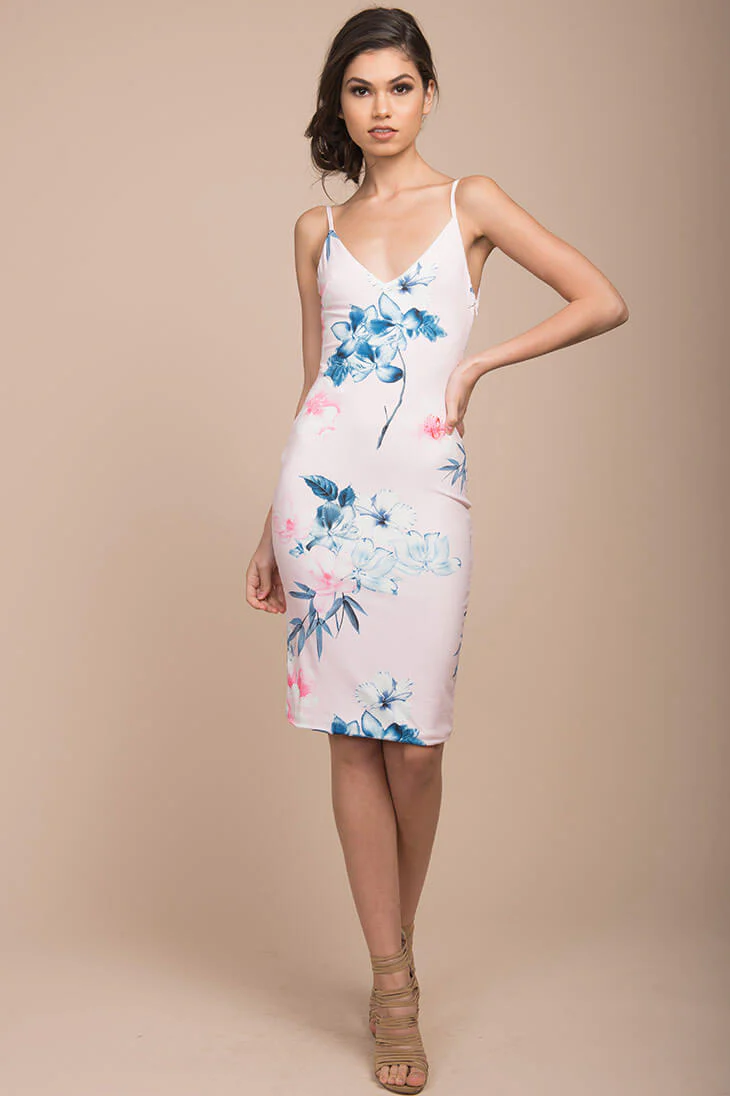 Angeline Floral Print Bodycon Dress Pink - Image 5