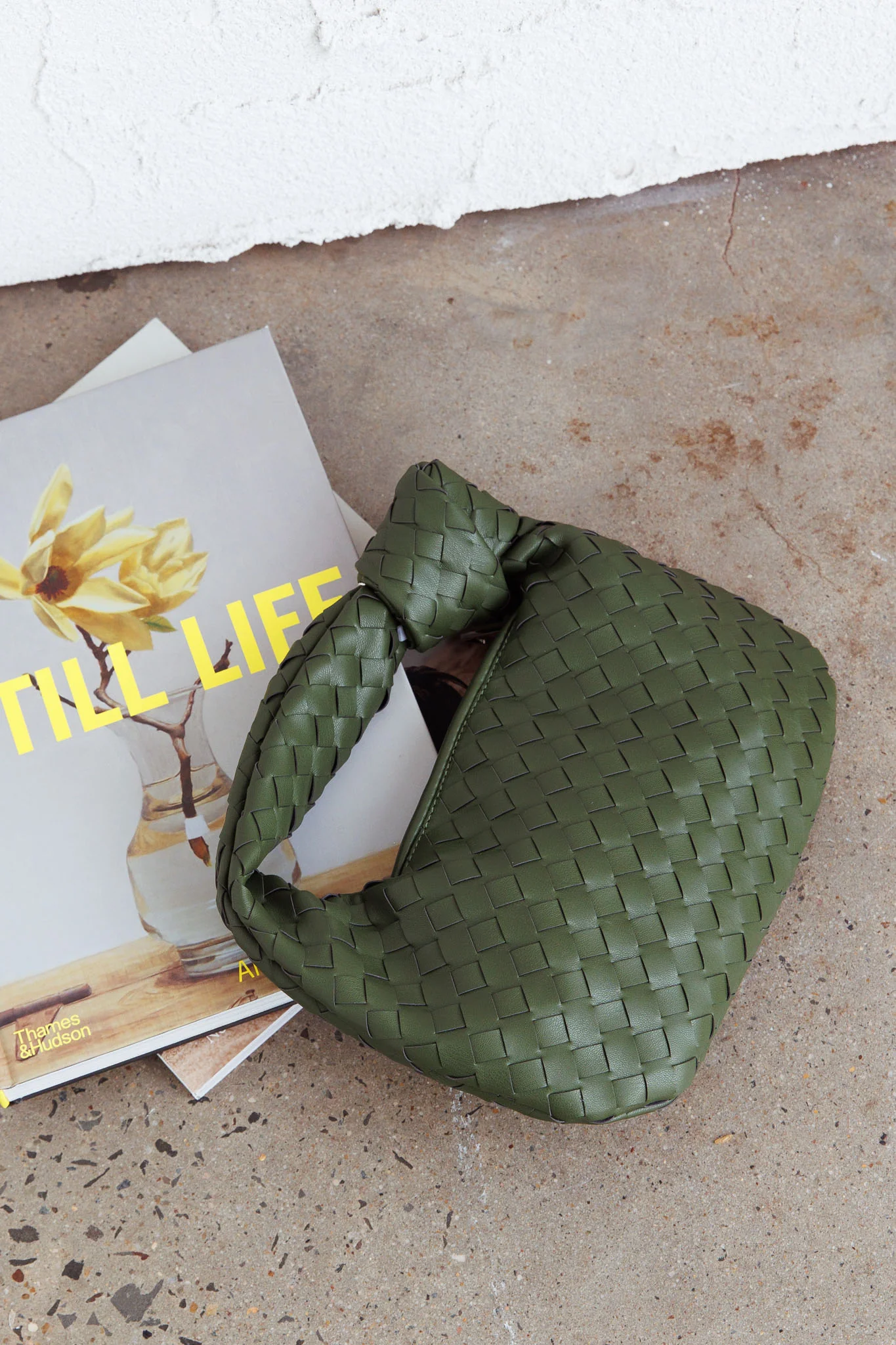 Ani Woven Knot Handbag Moss - Image 2