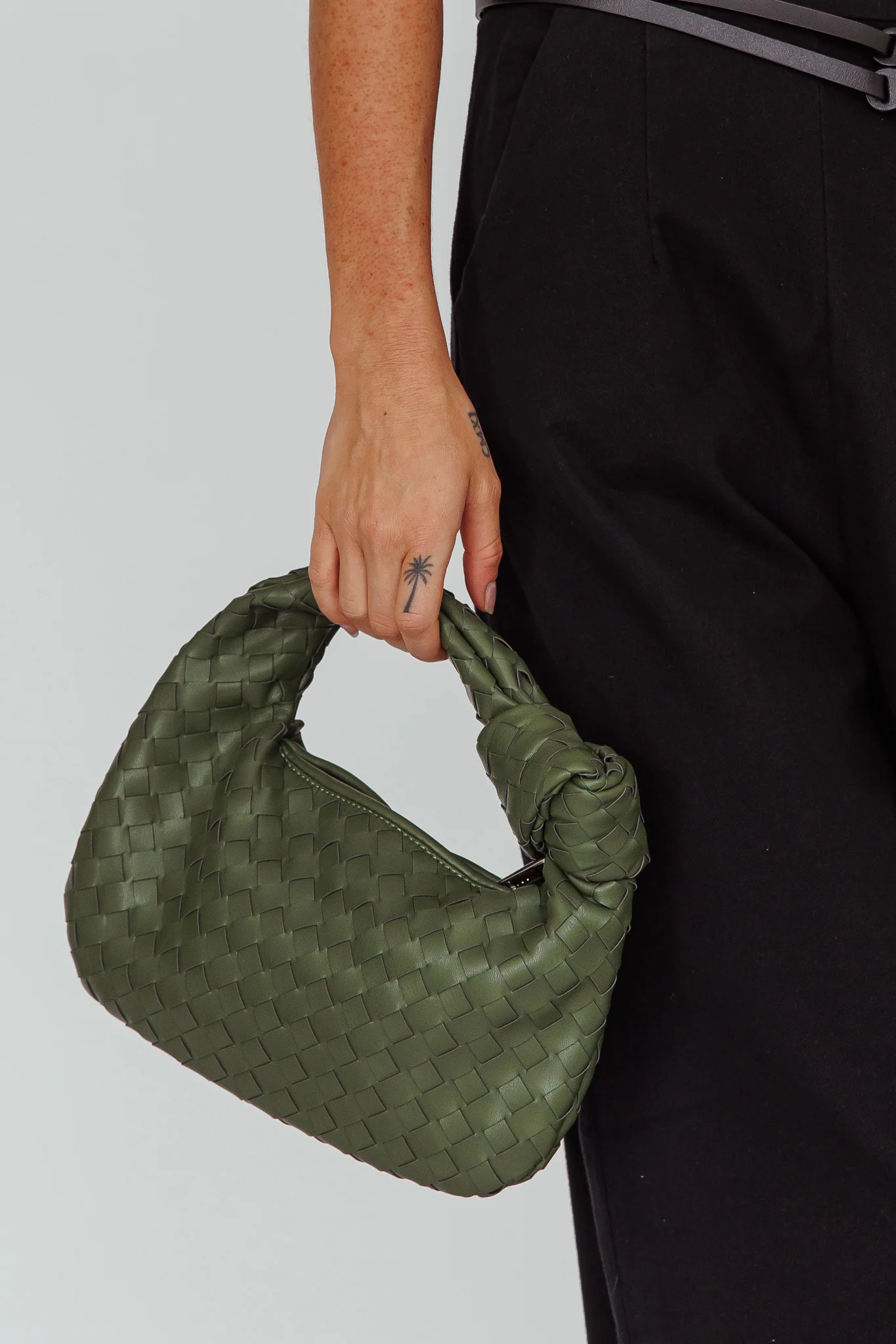 Ani Woven Knot Handbag Moss - Image 3