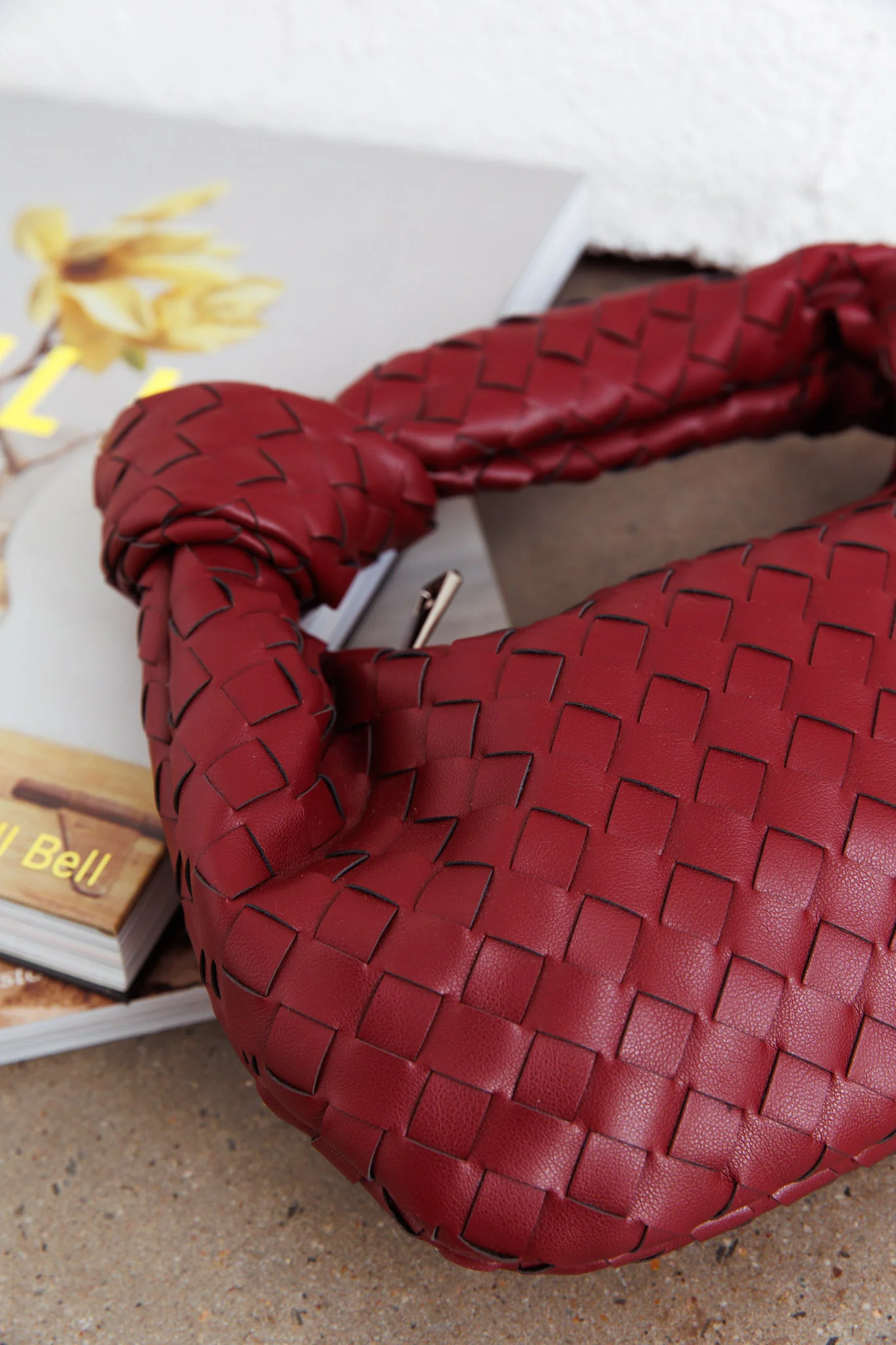 Ani Woven Knot Handbag Wine - Image 4
