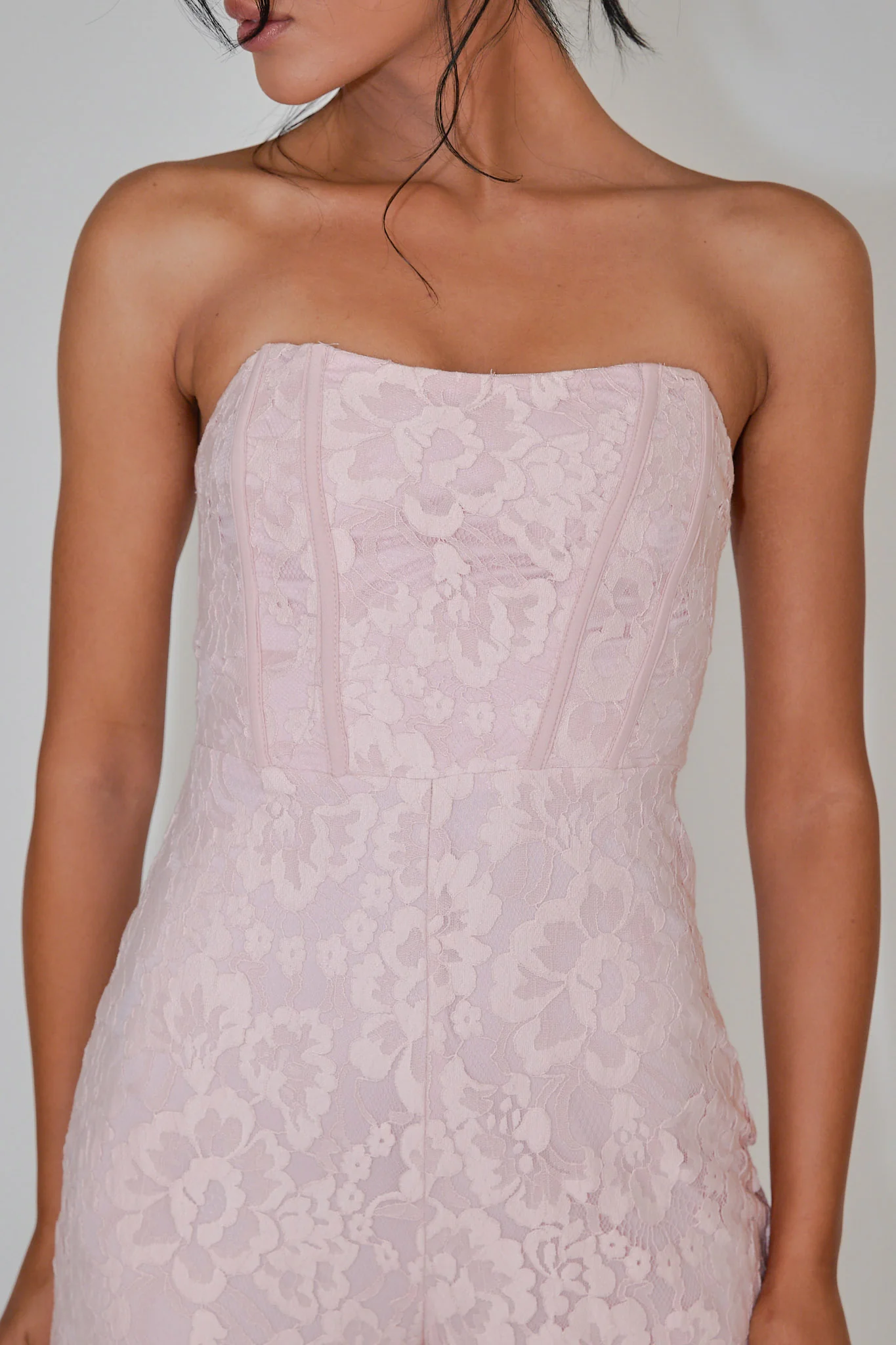 Ankita Strapless Lace Jumpsuit Pink Blush - Image 4
