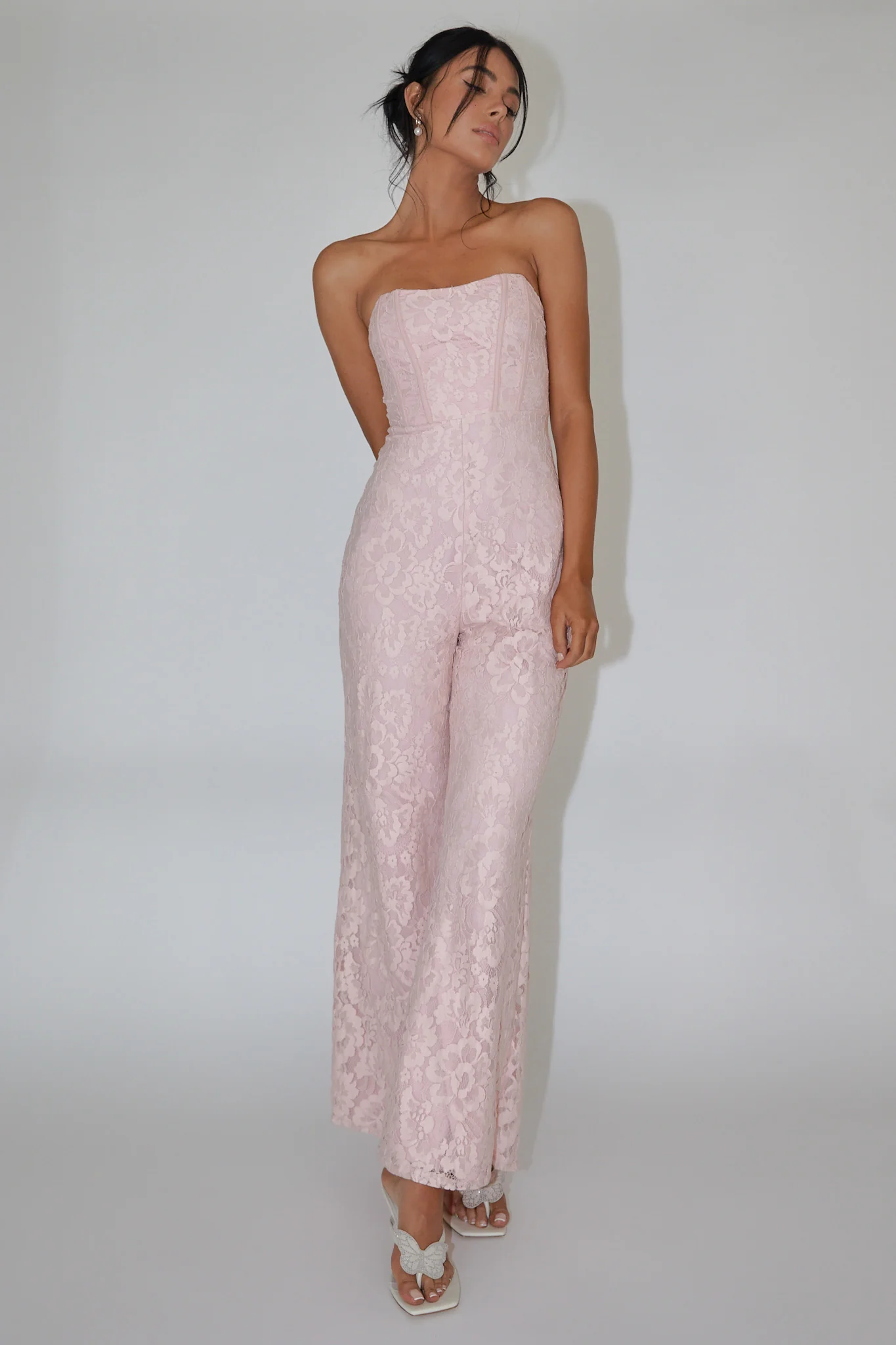 Ankita Strapless Lace Jumpsuit Pink Blush - Image 6
