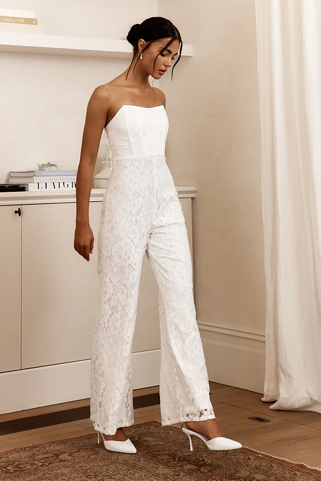 Ankita Strapless Lace Jumpsuit White - Image 2