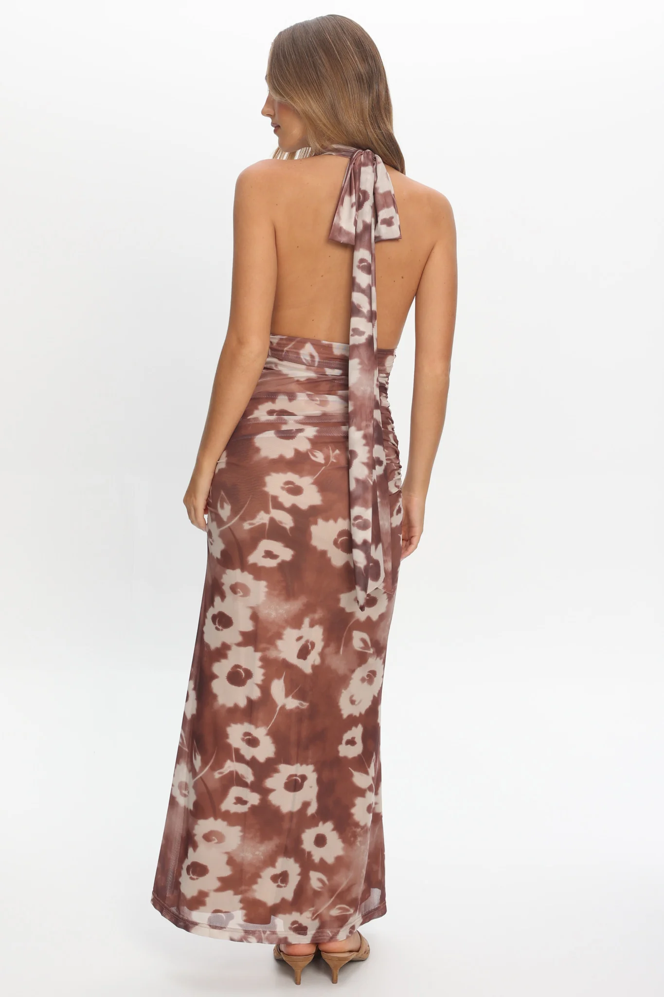 Annorah Halterneck Maxi Dress Brown - Image 3