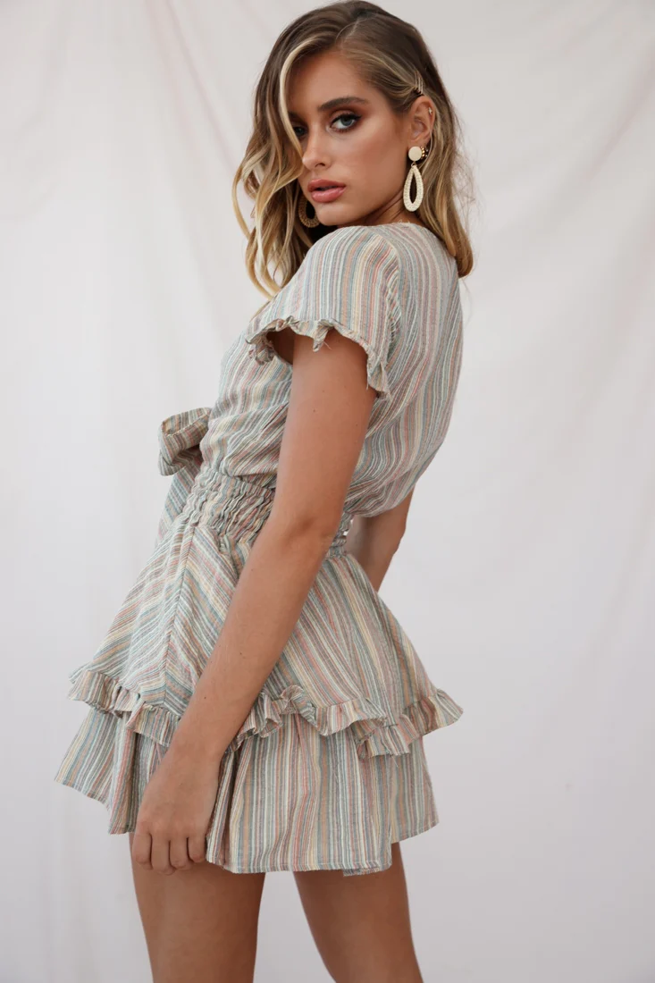 Anthea Bow-Tie Front Layered Frill Dress Orange Multi - Image 3
