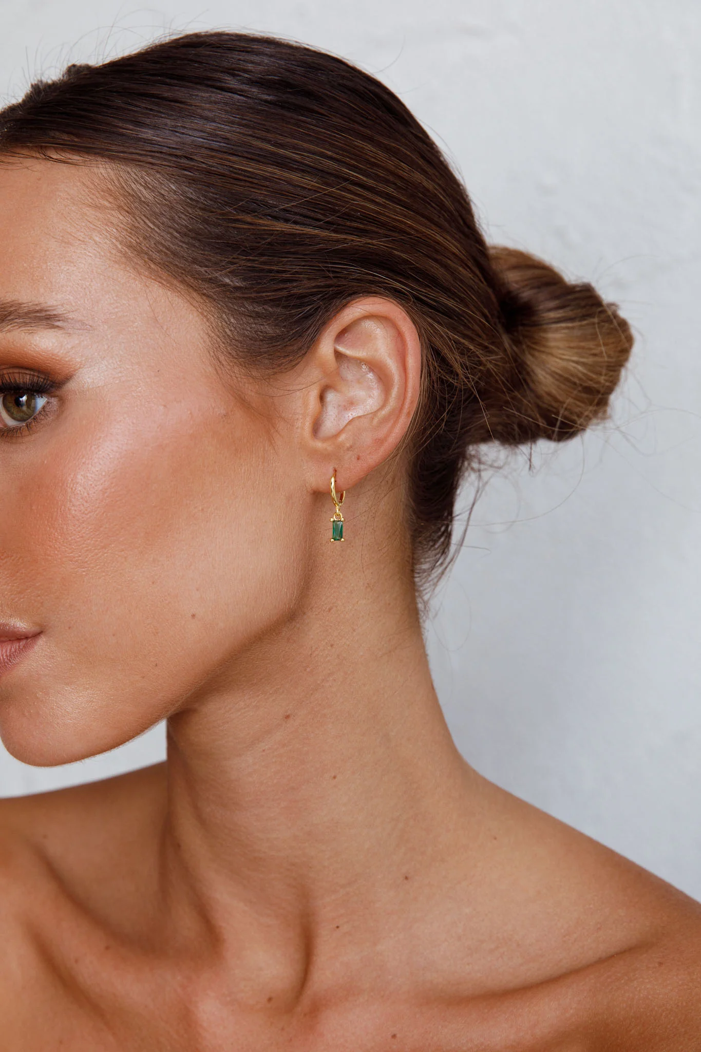 April Diamante Drop Hoop Earrings Teal - Image 4