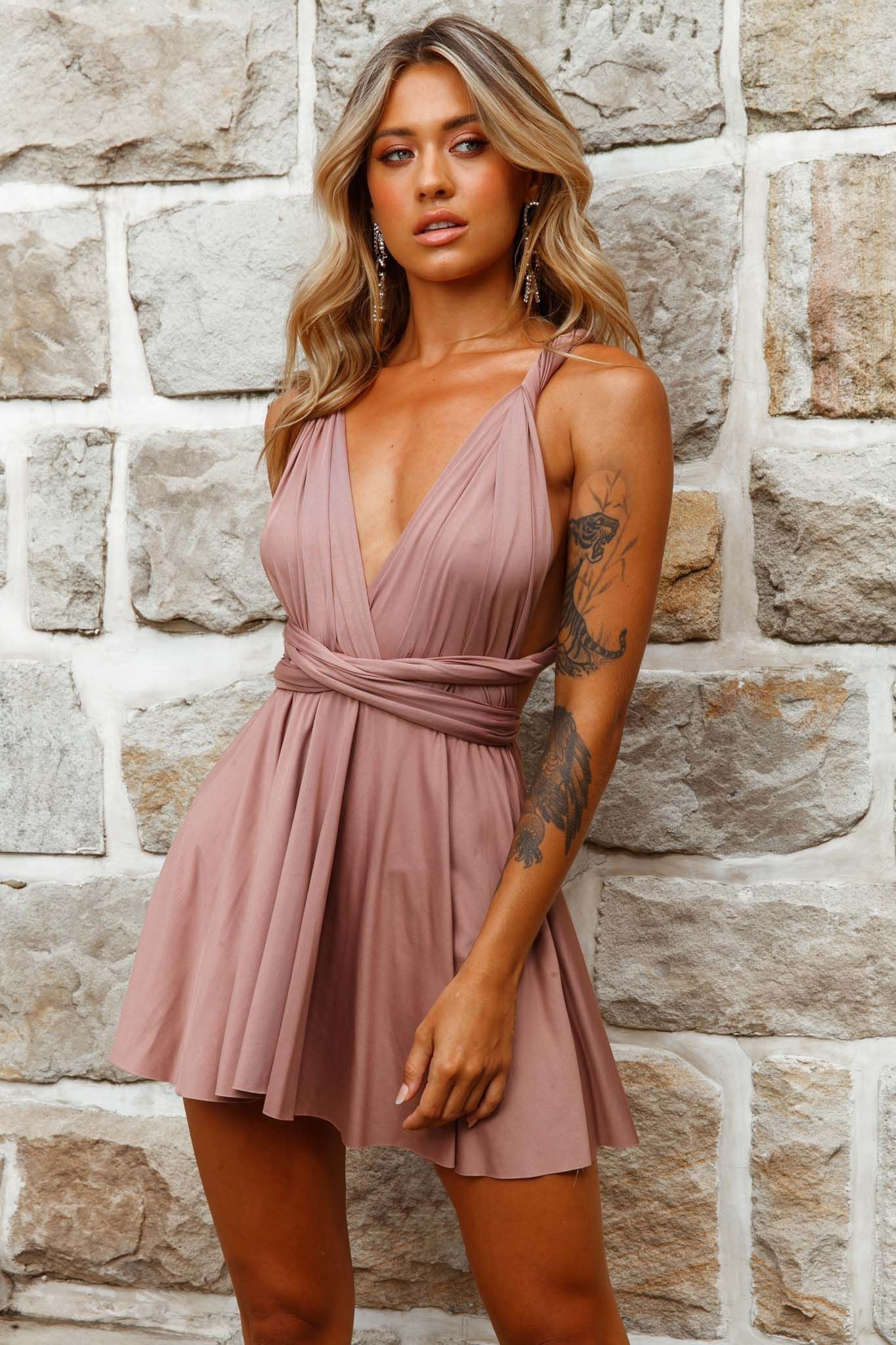 Ariana Multiway Mini Dress Mocha - Image 6