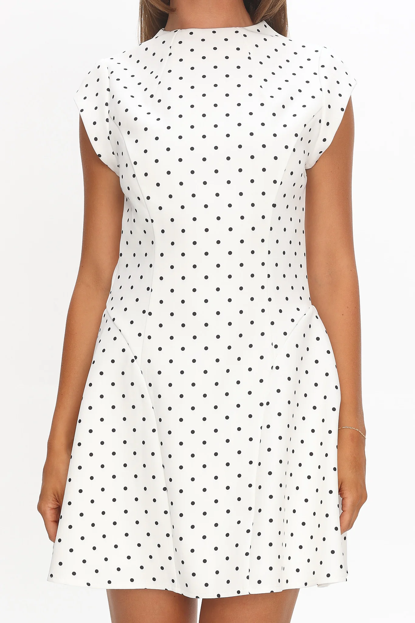 Aristos Cap Sleeve Mini Dress Polka Dot White - Image 4