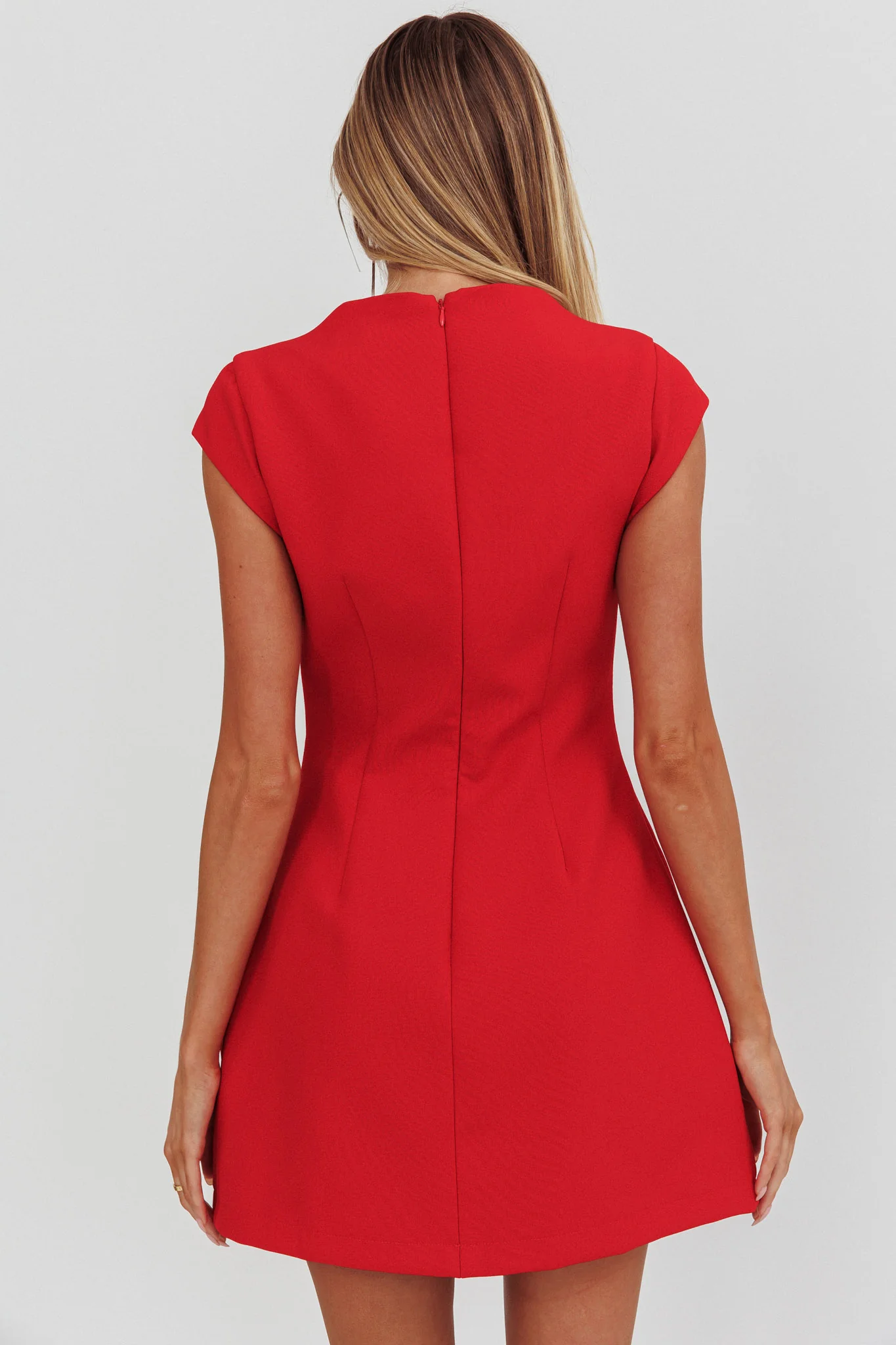 Aristos Cap Sleeve Mini Dress Red - Image 3