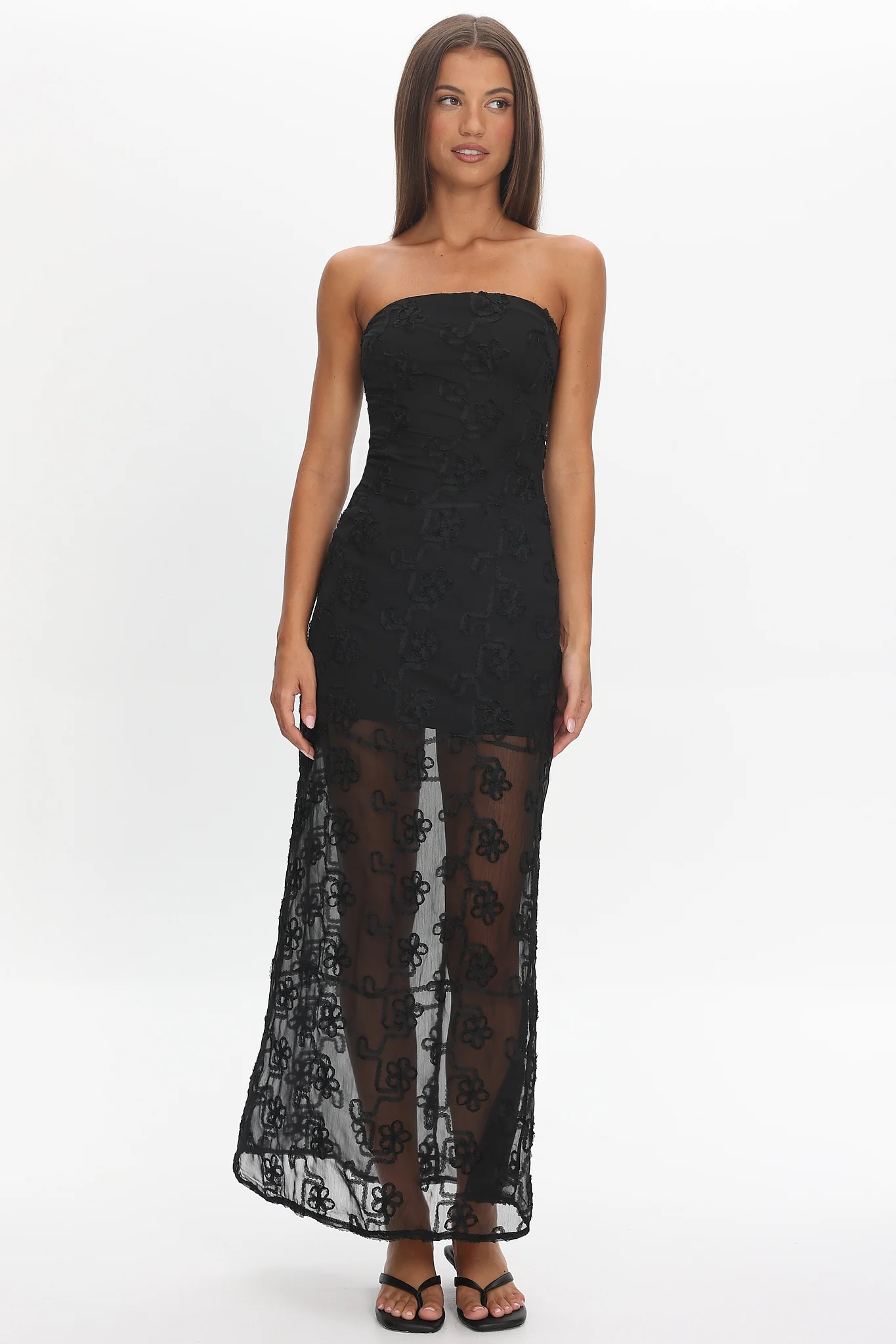 Arlise Strapless Lace Maxi Dress Black - Image 5