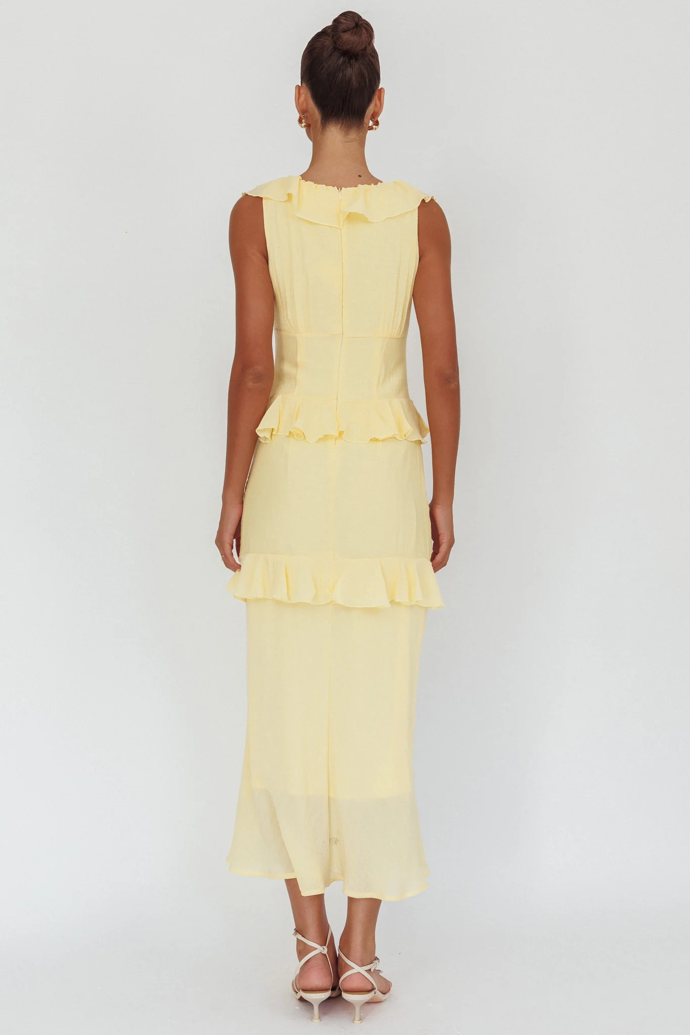 Arrabel Ruffle Trim Bust Tie Maxi Dress Banana - Image 2