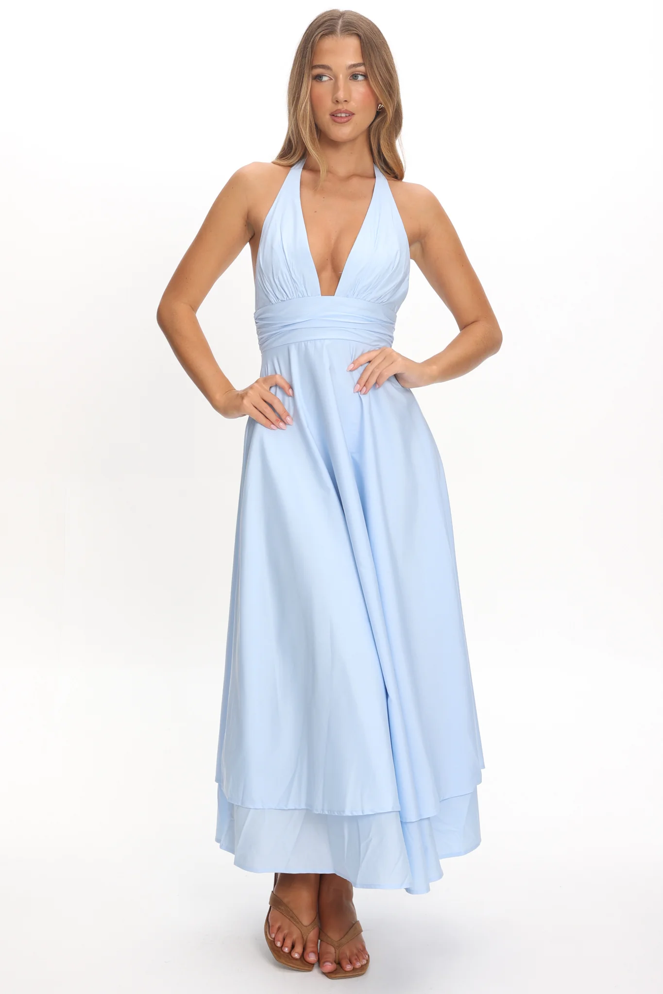 As It Was Halterneck A-Line Maxi Dress Light Blue - Image 3
