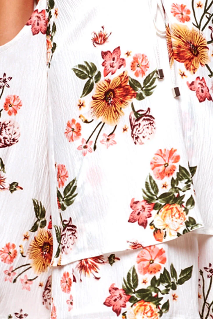 Ashanti Off the Shoulder Layered Floral Romper White - Image 6
