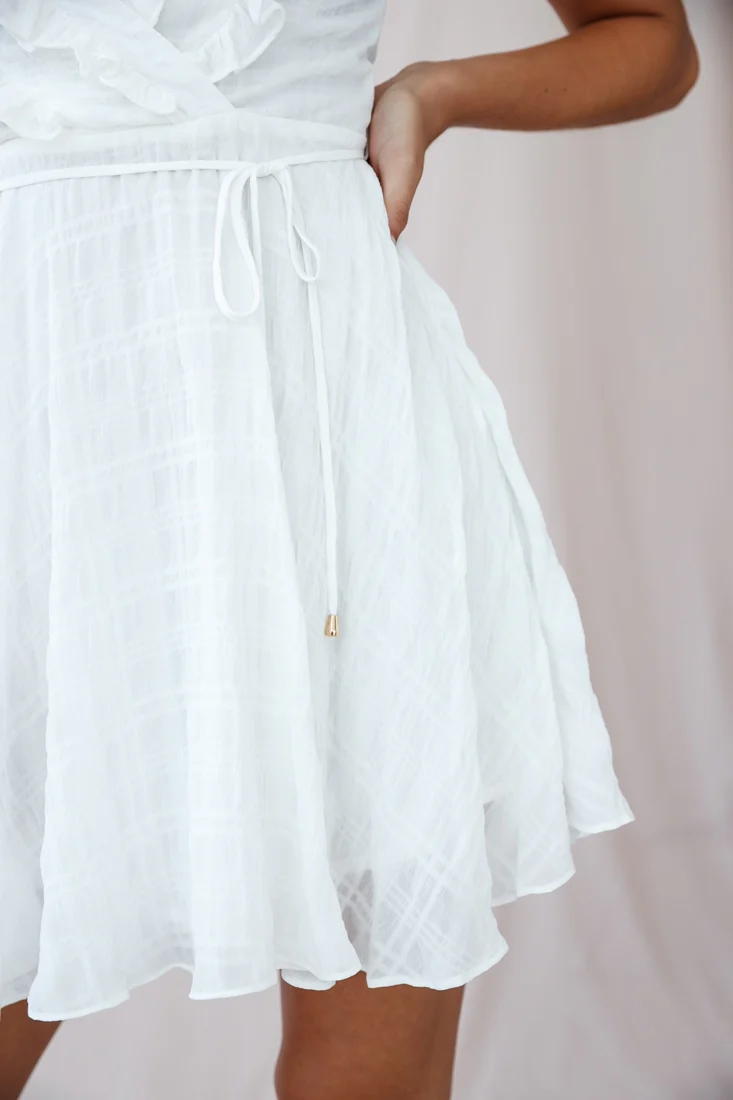 Asher Layered Frill Neckline Mini Dress White - Image 4