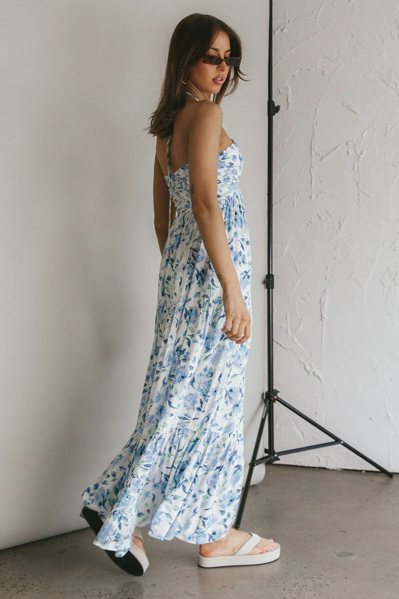 Asiah Halterneck Maxi Dress Floral Blue - Image 2
