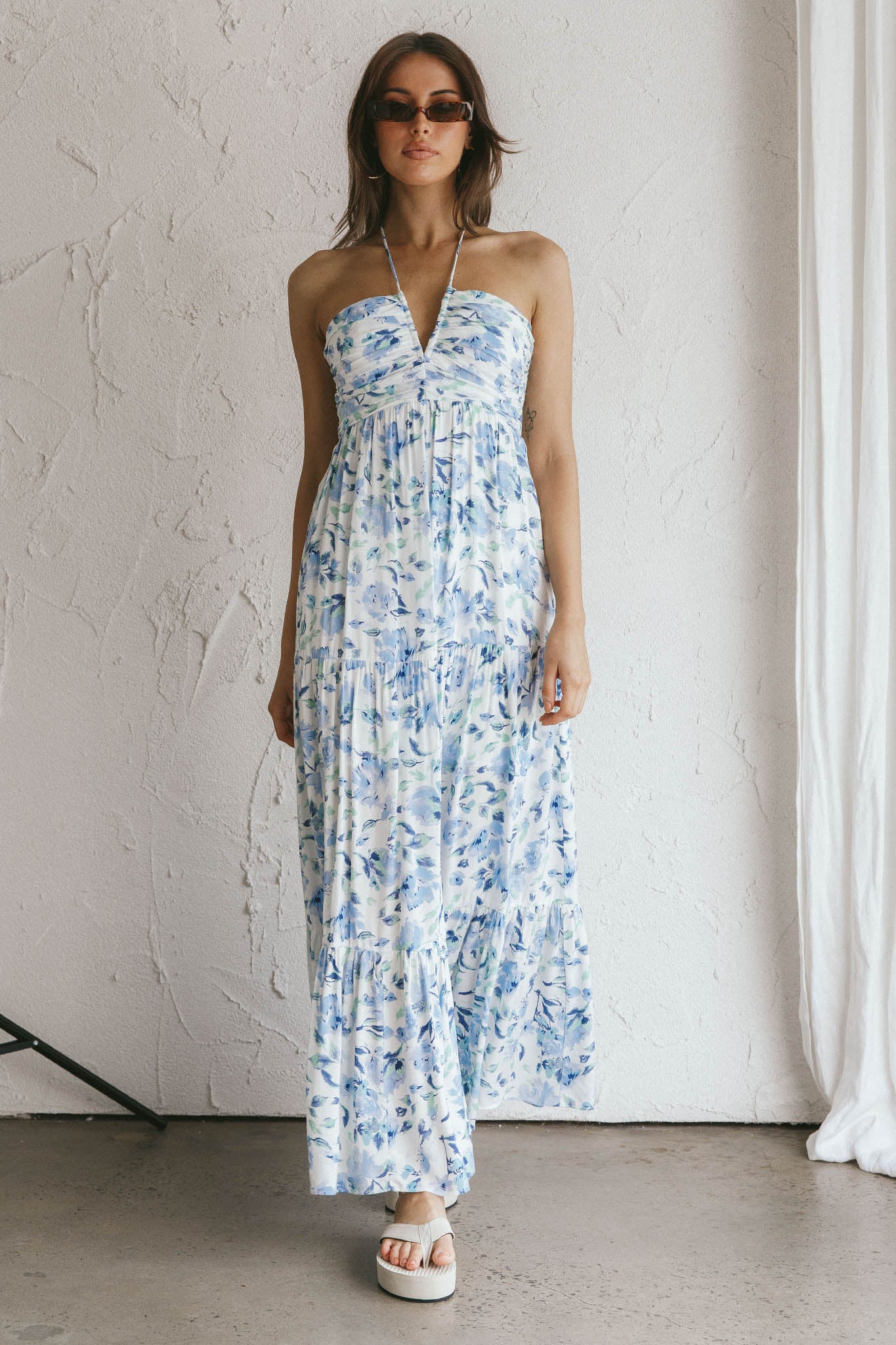 Asiah Halterneck Maxi Dress Floral Blue - Image 5
