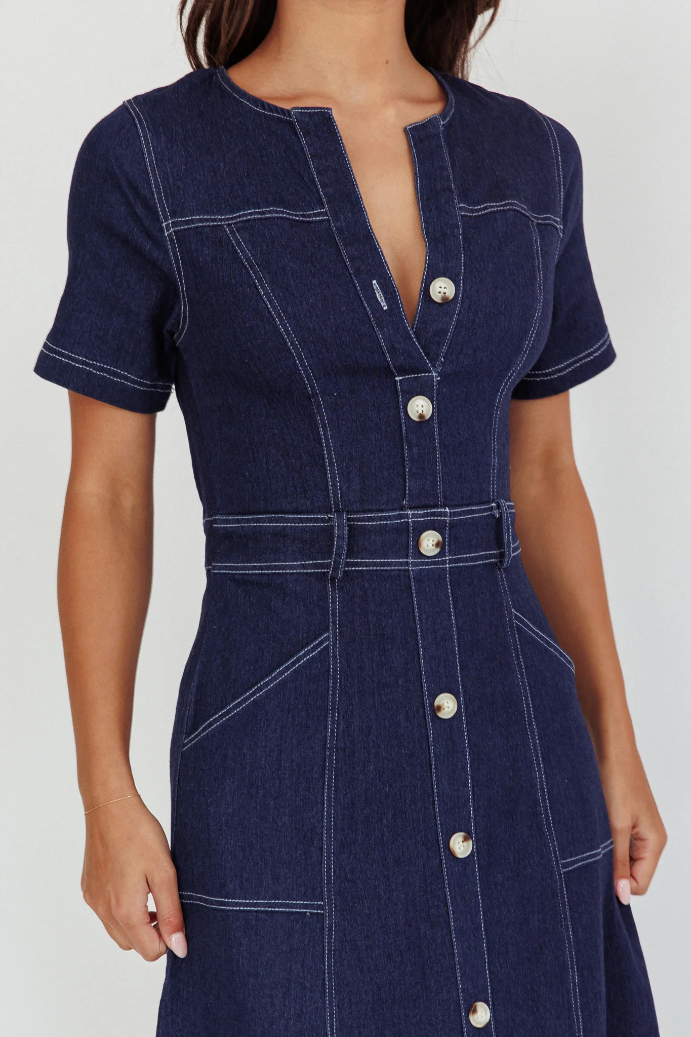 Aspen Love Front Pocket Midi Dress Indigo - Image 4