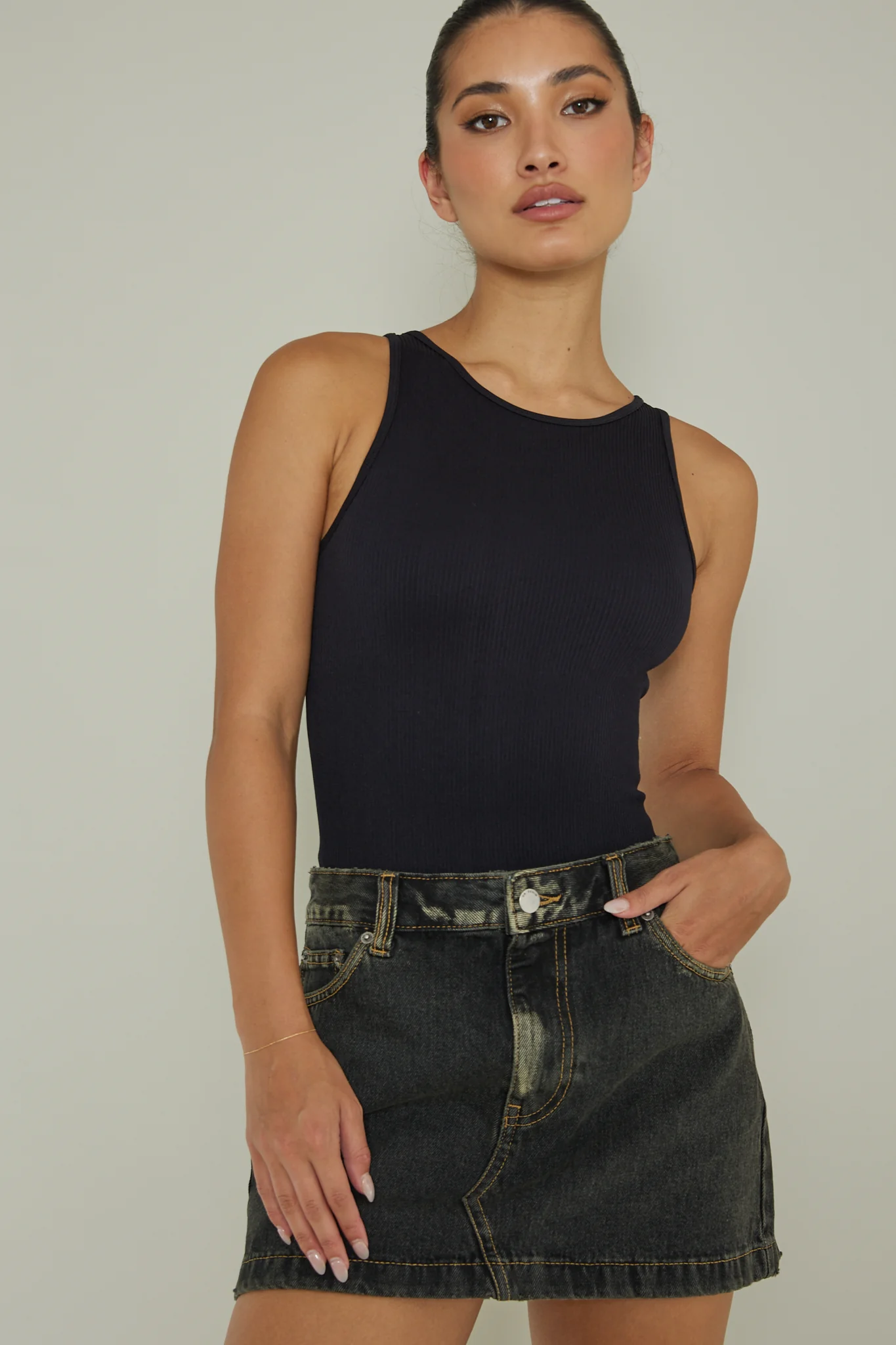 Attitude Ribbed Leotard Black - Image 5