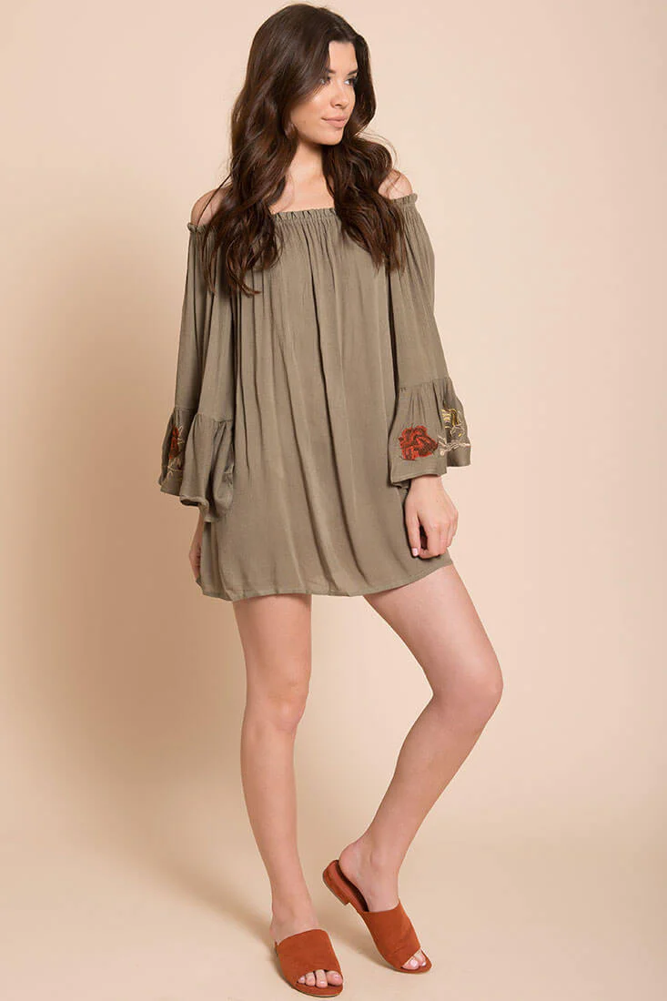 Aubree Loose Dress Olive - Image 2