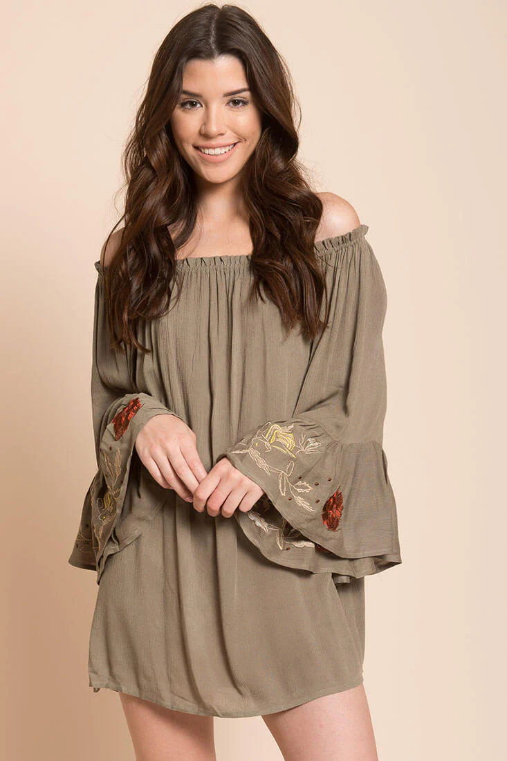 Aubree Loose Dress Olive - Image 3