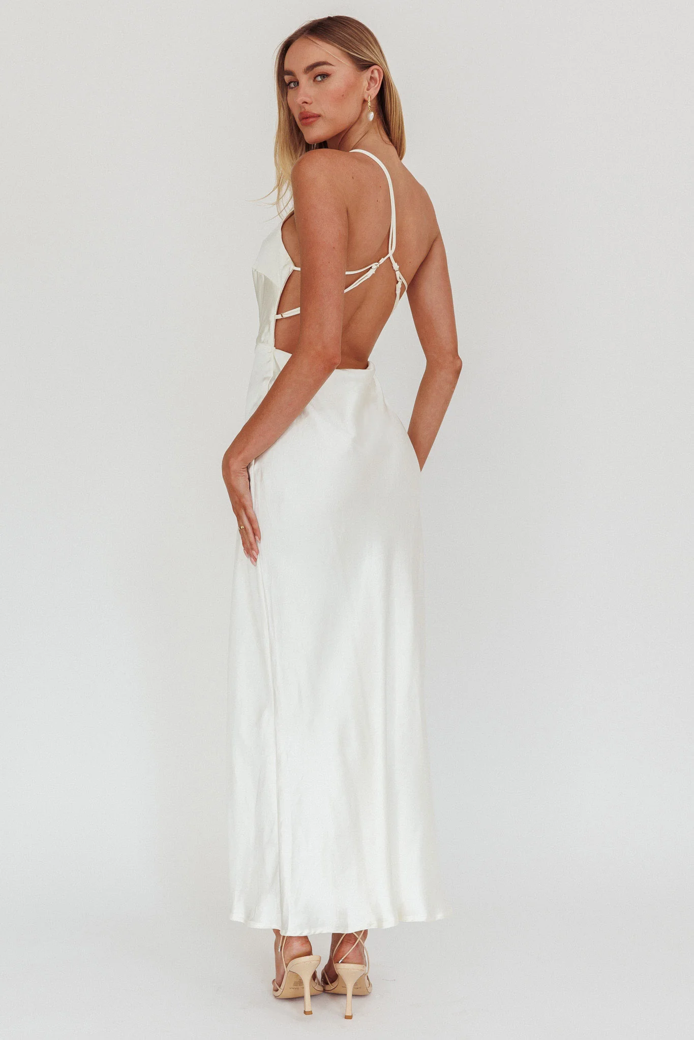 Aubrianna One-Shoulder Strappy Back Dress White - Image 2