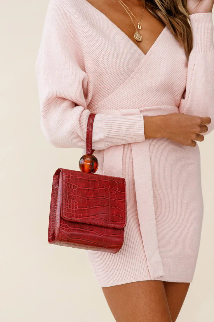 Audrey Wrist Strap Bead Purse Wine - Image 2