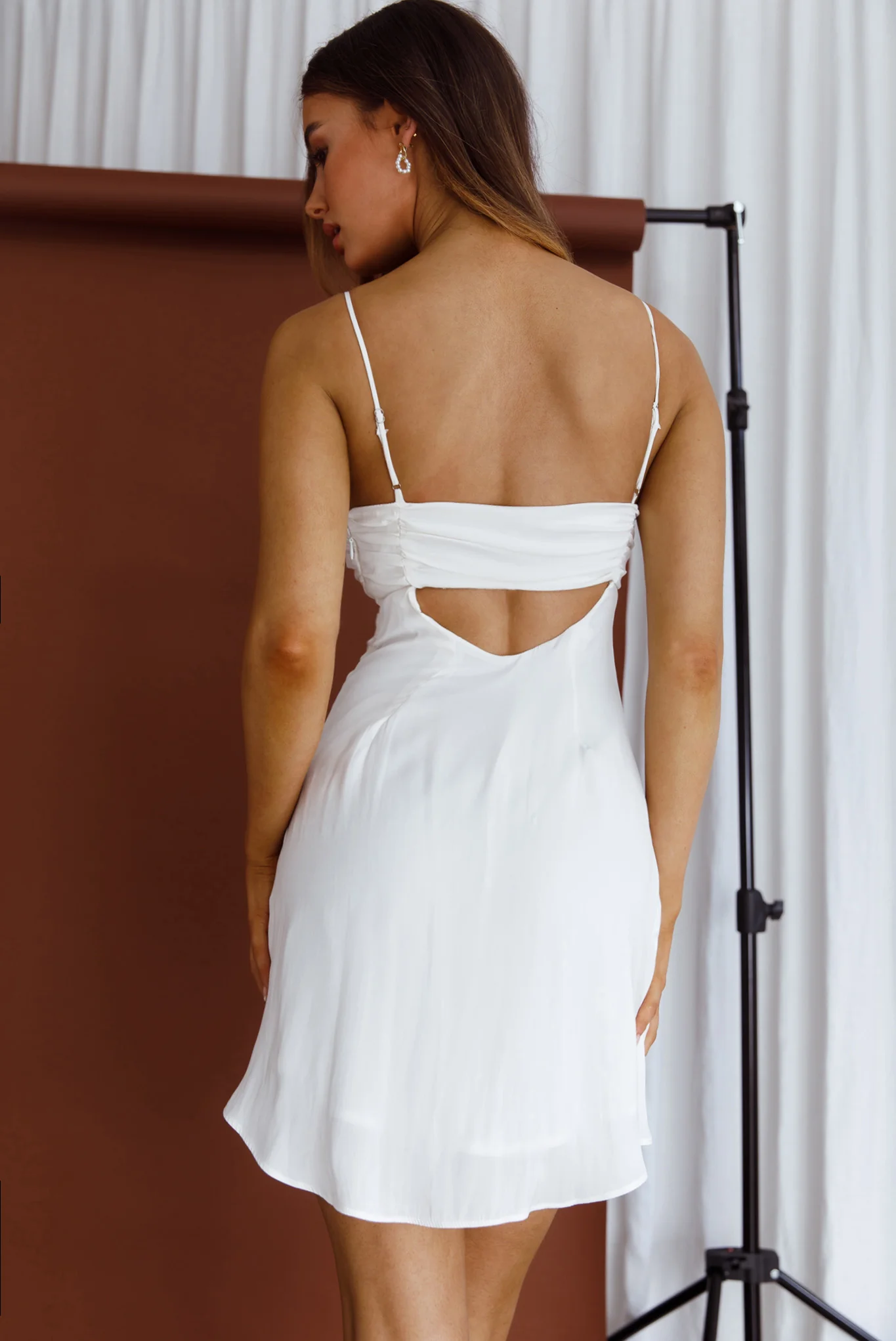 Aurelius Gathered Bust Cami Strap Mini Sundress Cream - Image 2