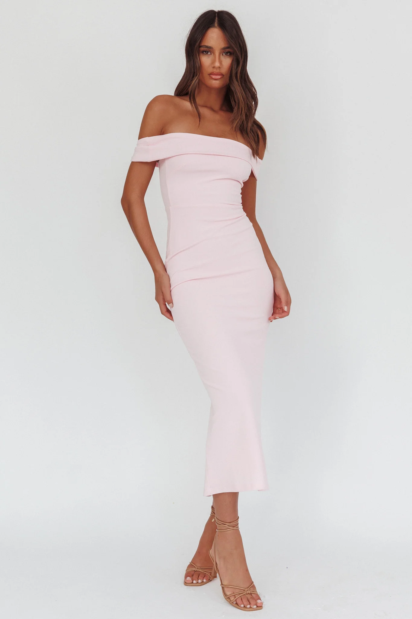 Aurora Sky Off-Shoulder Tie Maxi Dress Pink - Image 4